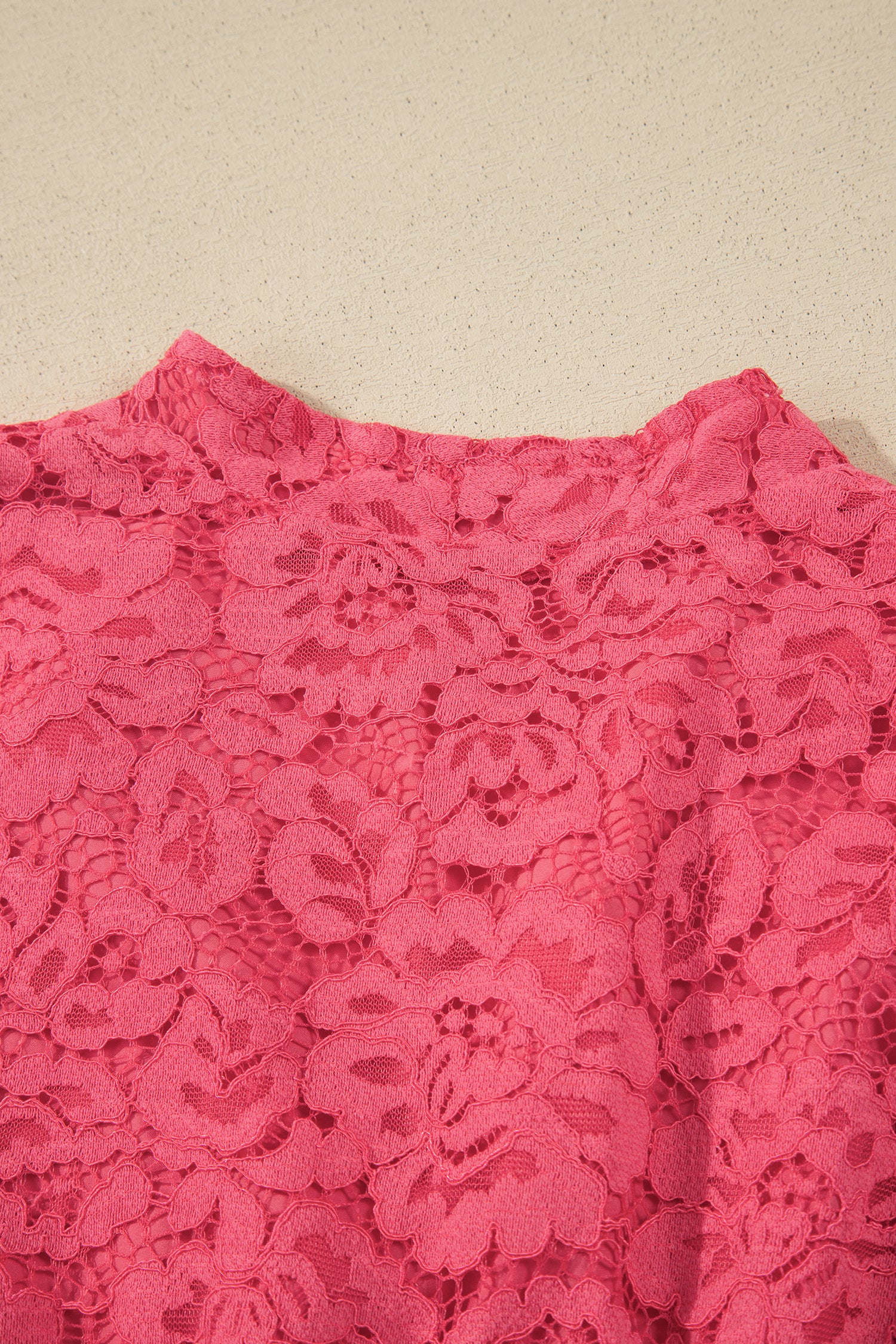 Coral Floral Lace Overlay Zip Up V Neck Smocked Waist Sleeveless Dress-TOPS / DRESSES-[Adult]-[Female]-2022 Online Blue Zone Planet