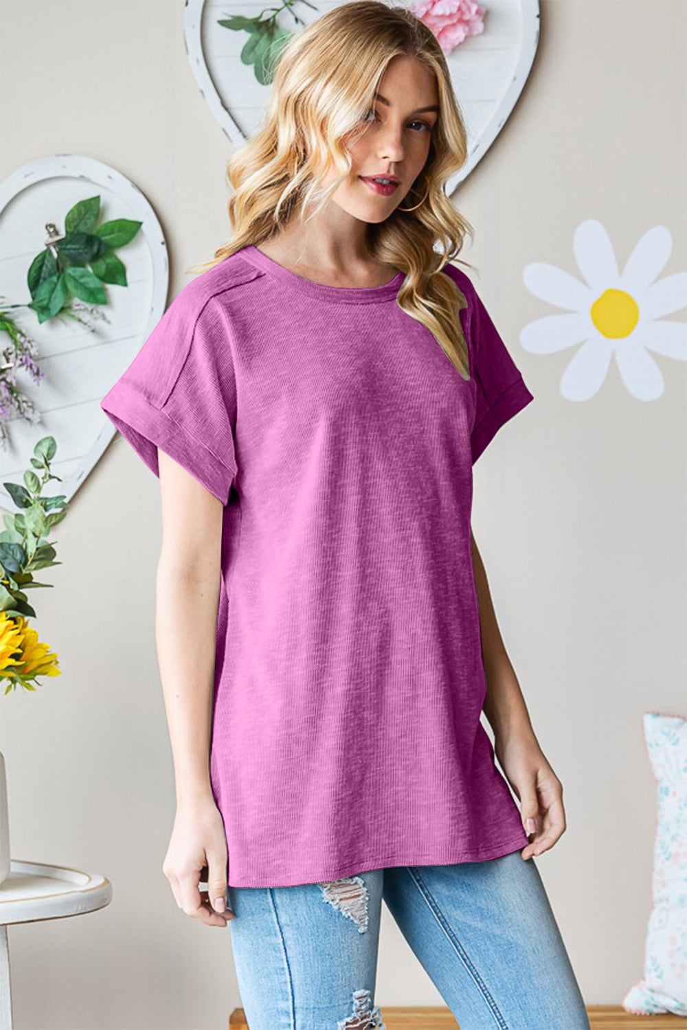 Blue Zone Planet | Heimish Full Size Short Sleeve Round Neck T-Shirt-TOPS / DRESSES-[Adult]-[Female]-2022 Online Blue Zone Planet