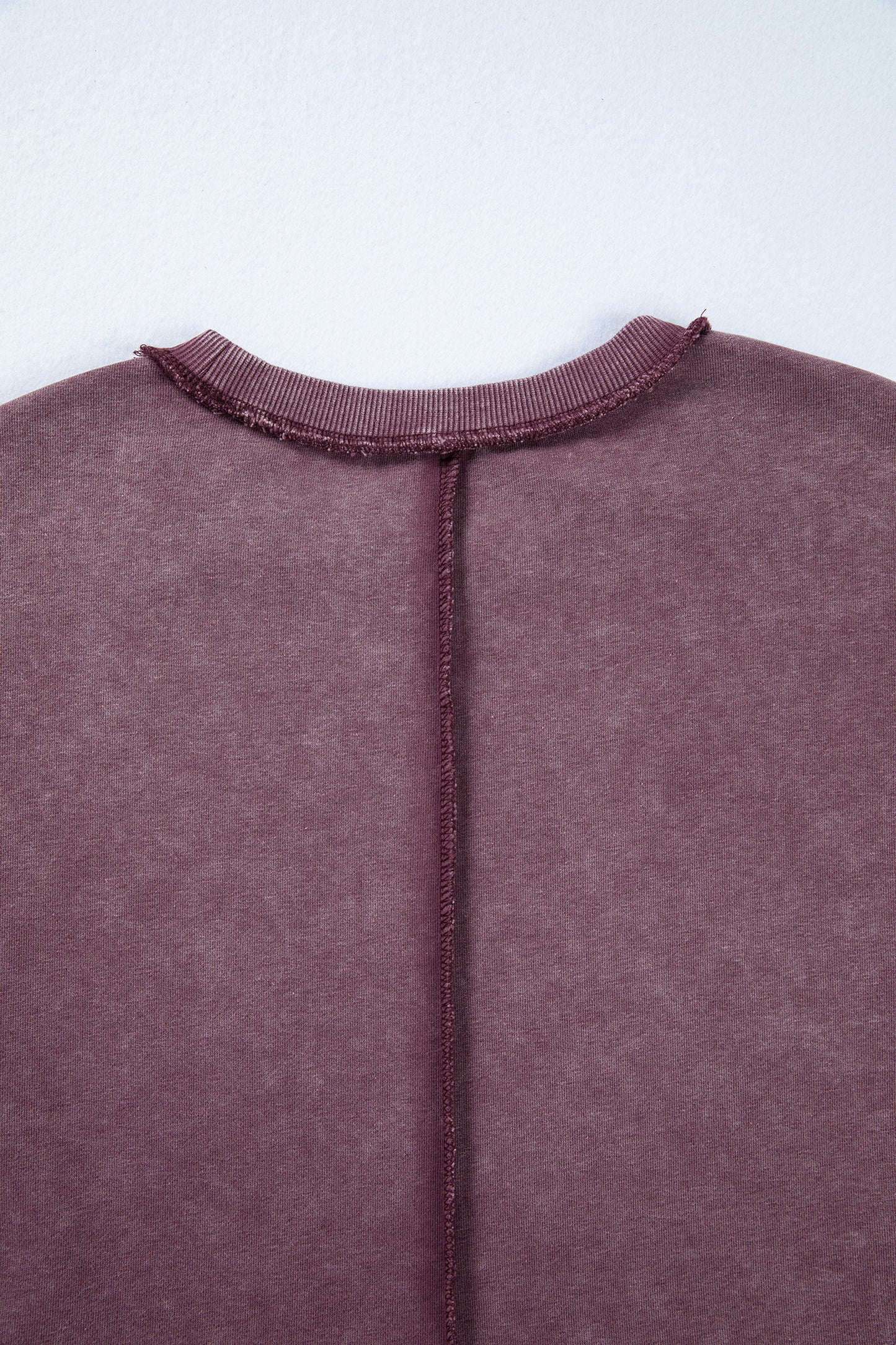 Red Sandalwood Mineral Wash Exposed Seam Side Slit Sweatshirt-Tops/Sweatshirts & Hoodies-[Adult]-[Female]-2022 Online Blue Zone Planet