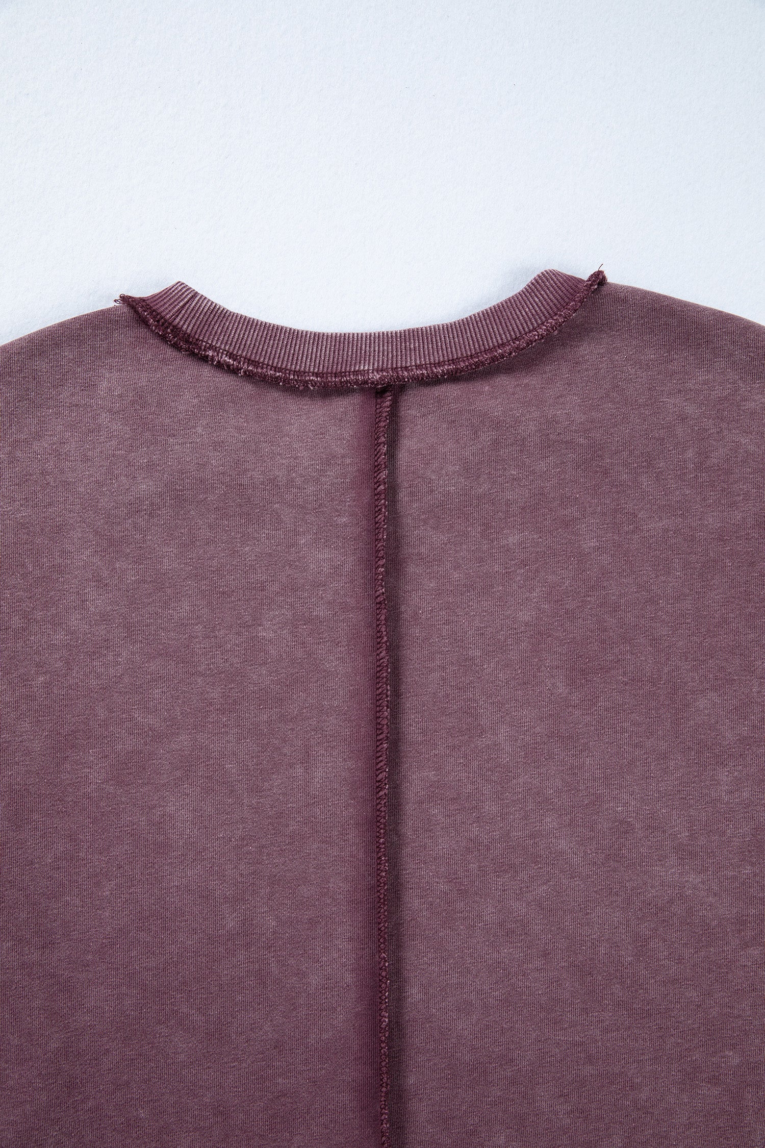 Red Sandalwood Mineral Wash Exposed Seam Side Slit Sweatshirt-Tops/Sweatshirts & Hoodies-[Adult]-[Female]-2022 Online Blue Zone Planet