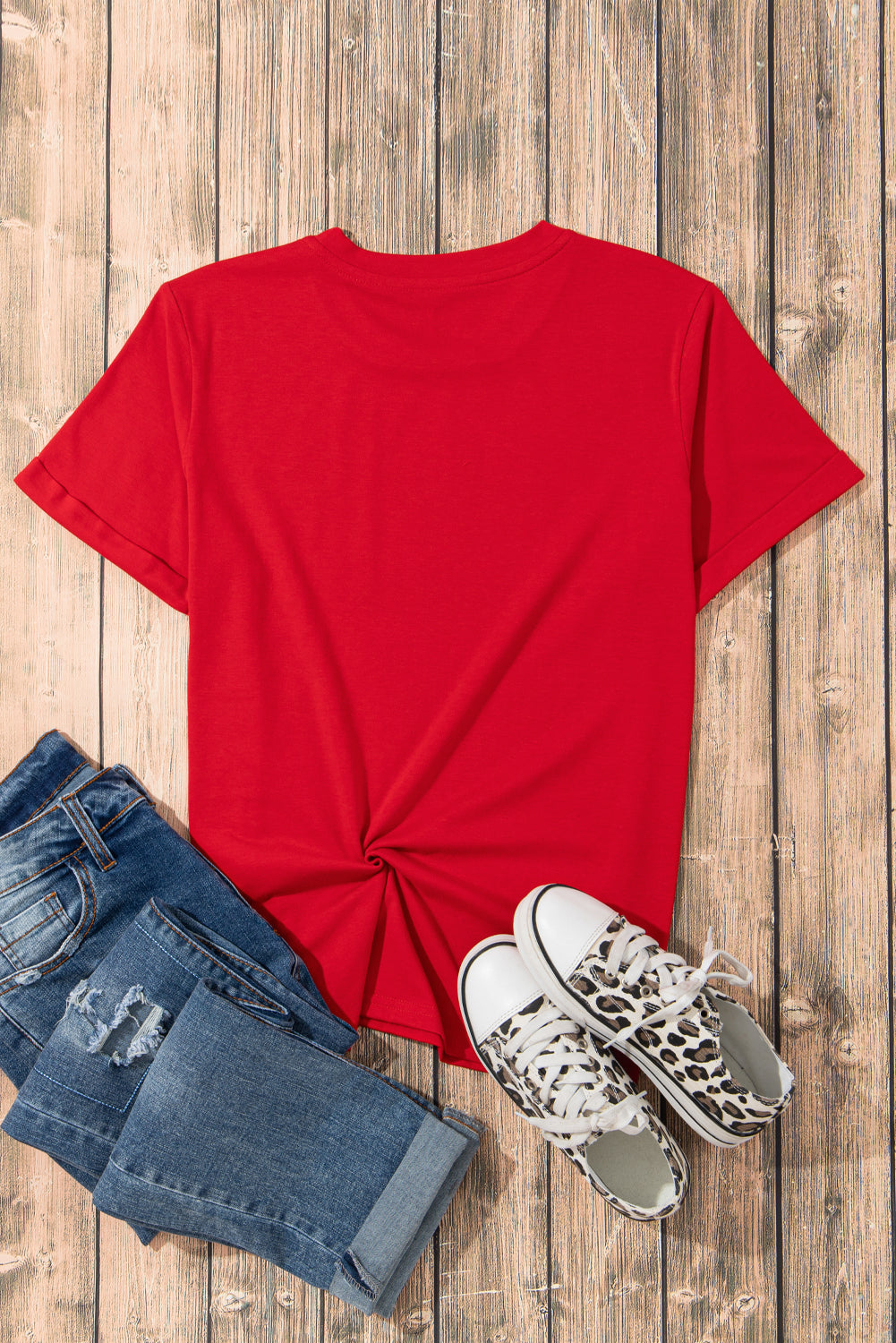 Red Diverse Heart Printed Crewneck Valentines Tee-Graphic Tees-[Adult]-[Female]-2022 Online Blue Zone Planet