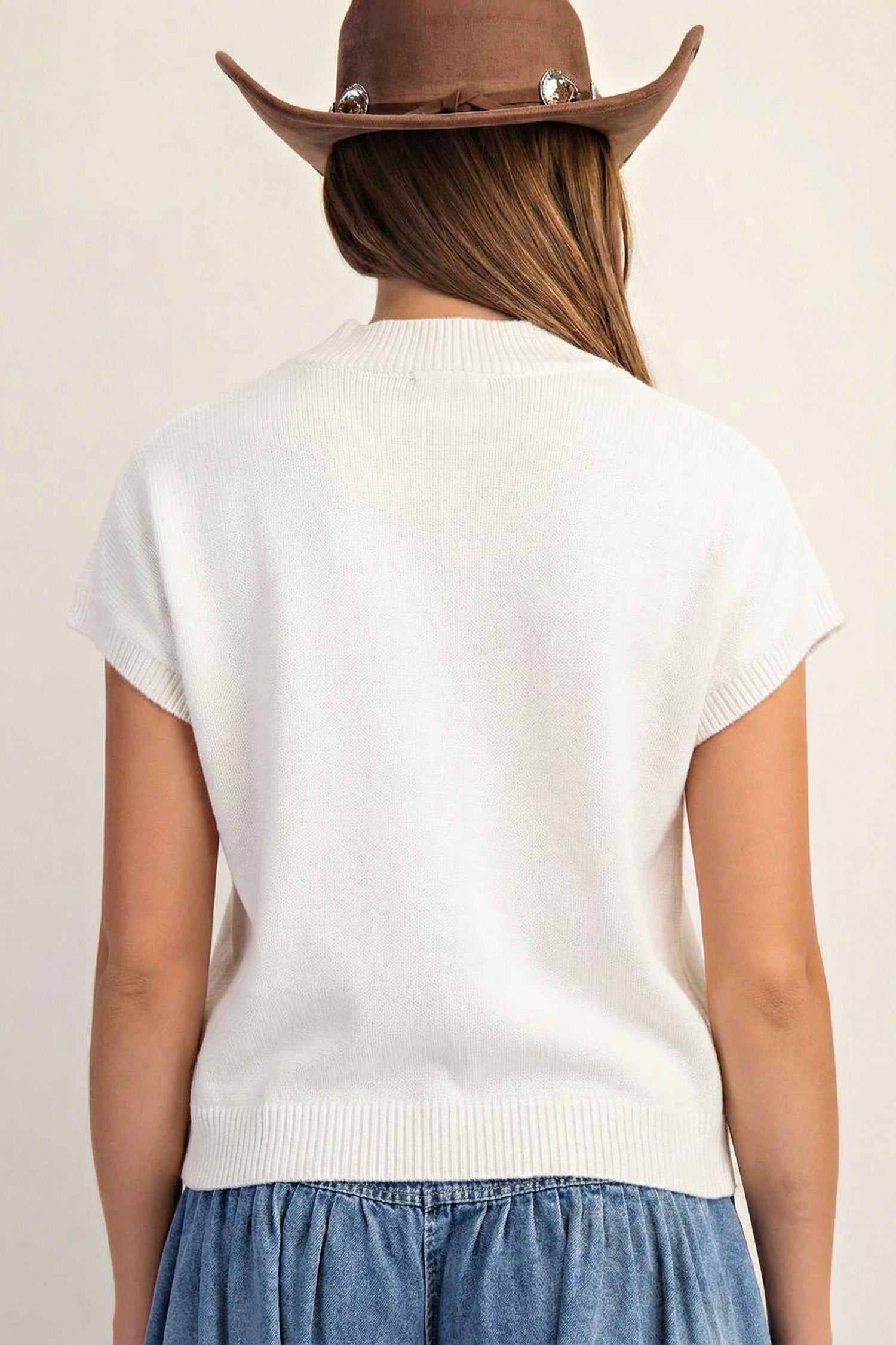 Bright Green Corded Horseshoes Ribbed Trim Mock Neck Short Sleeve Sweater-TOPS / DRESSES-[Adult]-[Female]-2022 Online Blue Zone Planet