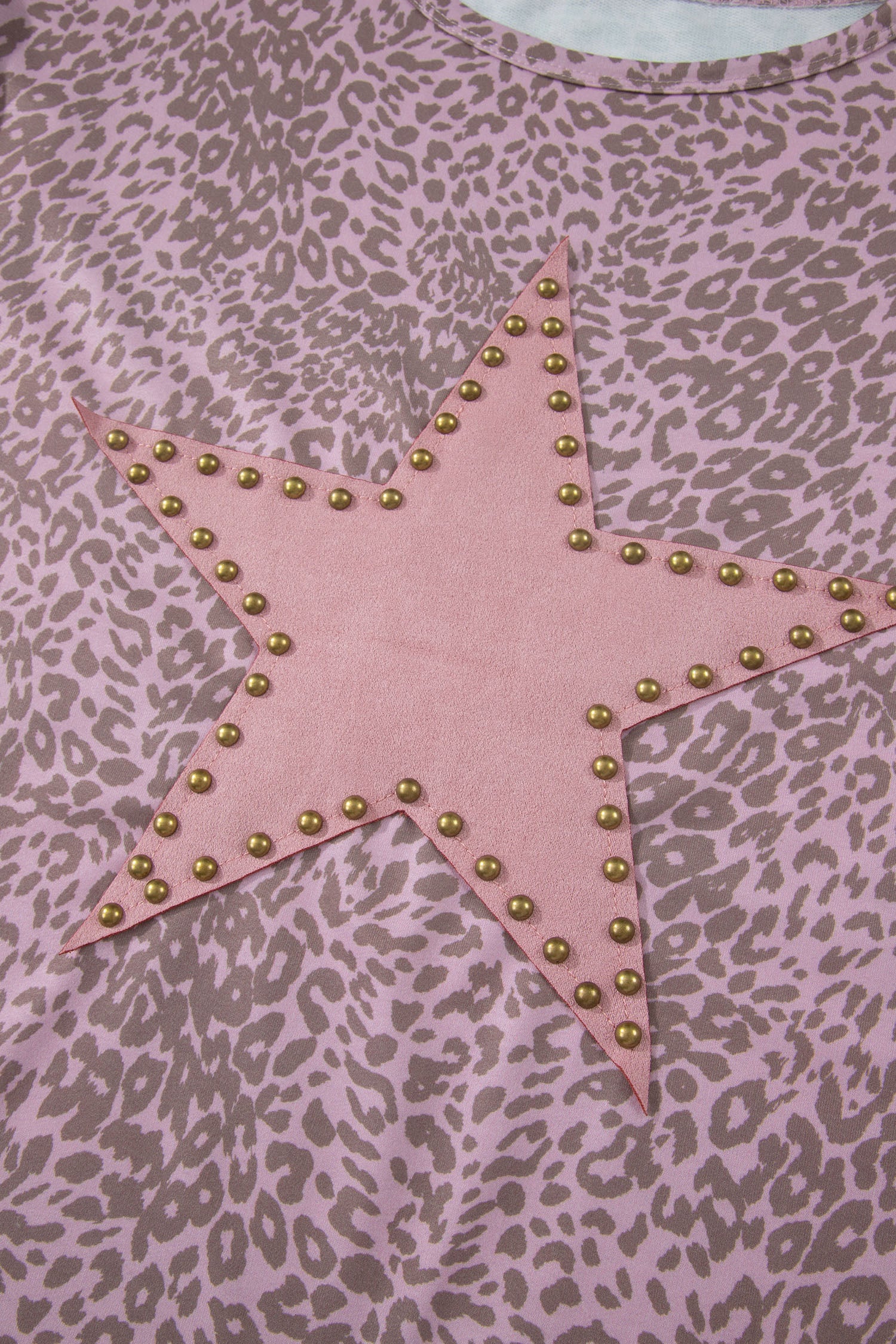 Khaki Leopard Retro Studded Star Patch Loose Tee-Tops/Tops & Tees-[Adult]-[Female]-2022 Online Blue Zone Planet