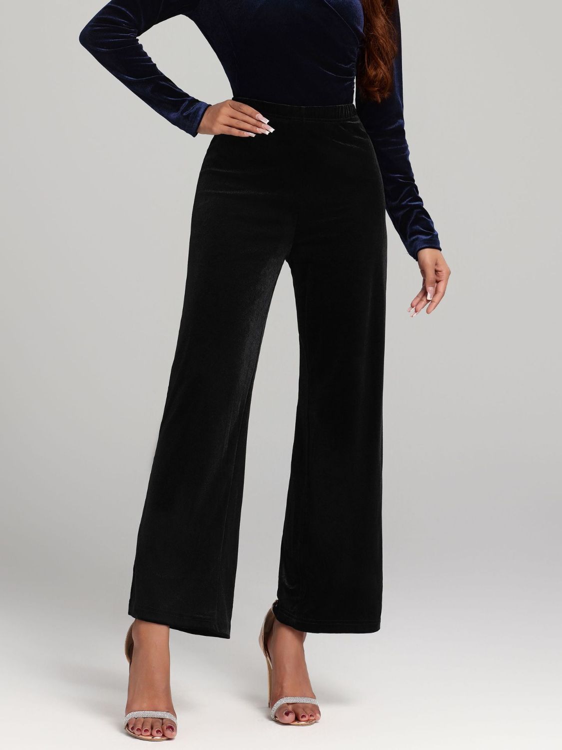 Blue Zone Planet | High Waist Wide Leg Pants-BOTTOMS SIZES SMALL MEDIUM LARGE-[Adult]-[Female]-2022 Online Blue Zone Planet