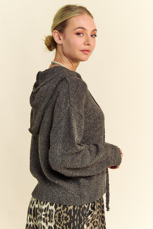 Davi & Dani Drop Shoulder Long Sleeve Hooded Sweater-TOPS / DRESSES-[Adult]-[Female]-2022 Online Blue Zone Planet