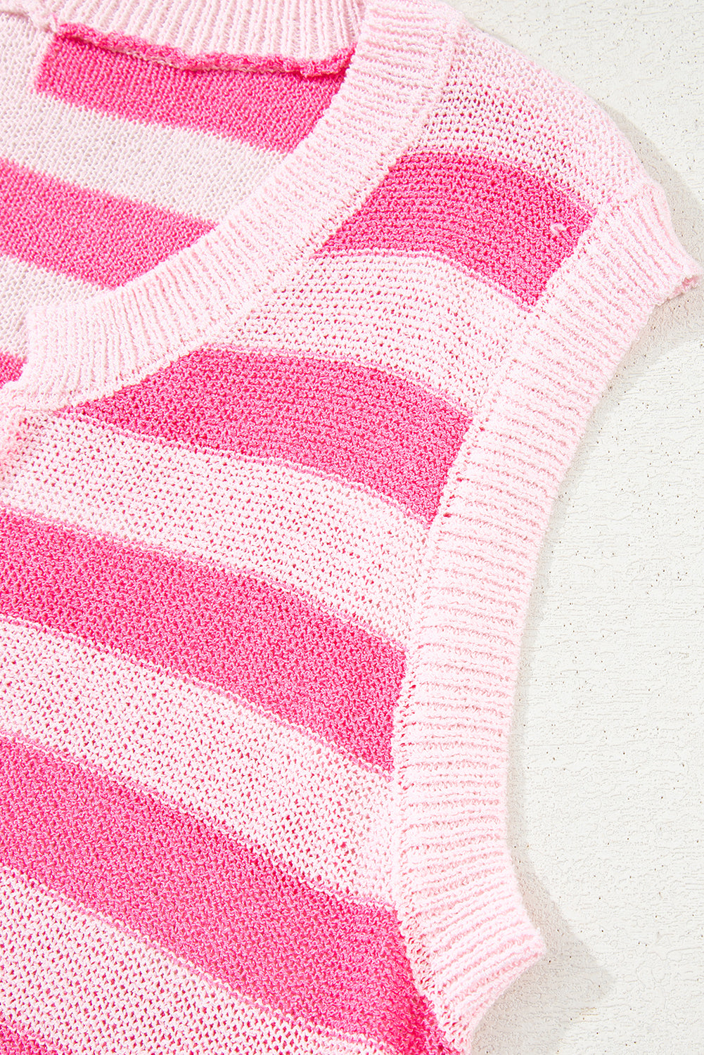 Pink Stripe Usa Flag Notched Neckline Loose Sweater Vest-Sweaters & Cardigans/Sweater Vests-[Adult]-[Female]-2022 Online Blue Zone Planet