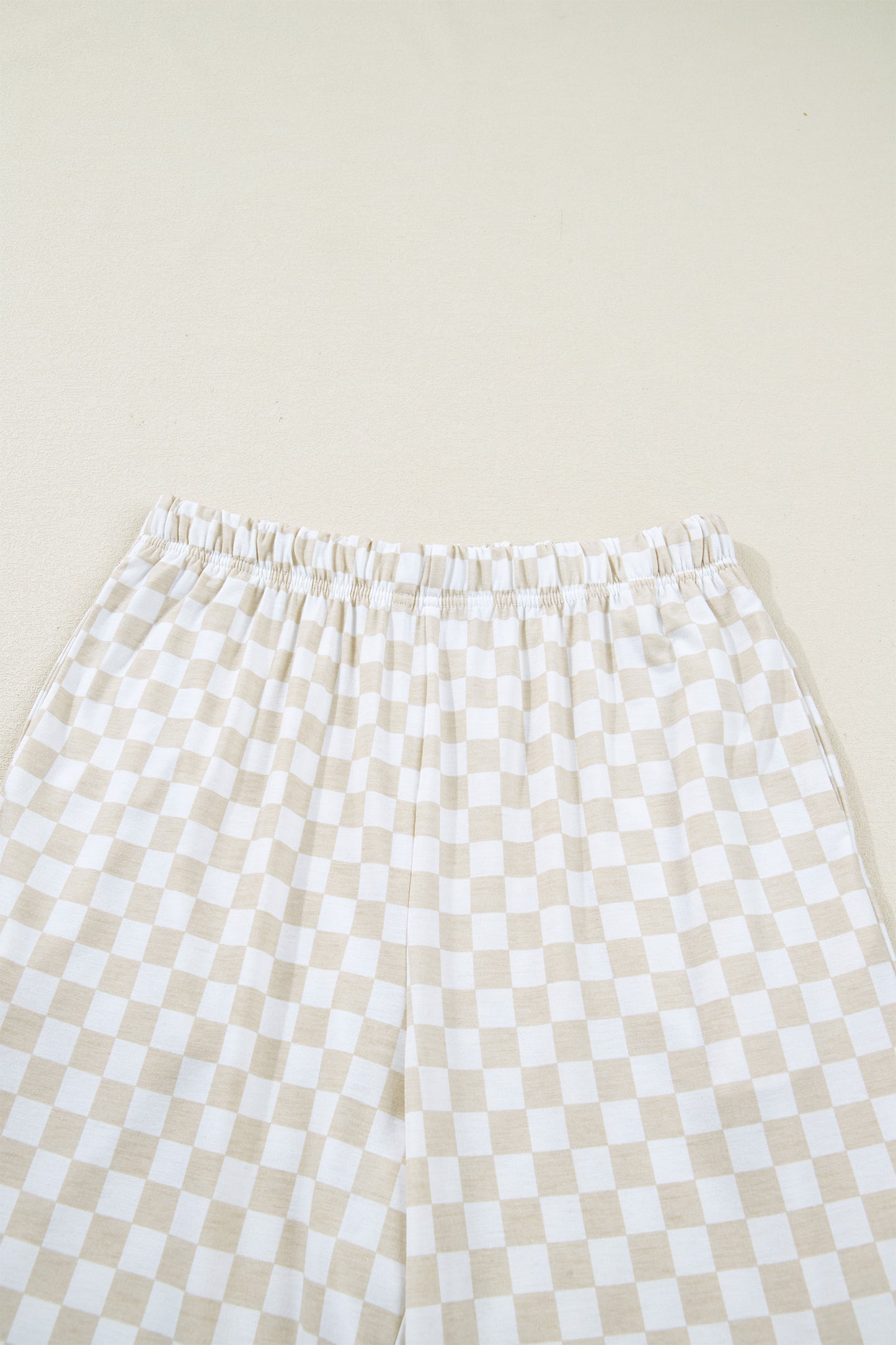 Khaki Checkered Print Half Sleeve Tee 2pcs Lounge Pant Set-Loungewear & Sleepwear/Loungewear-[Adult]-[Female]-2022 Online Blue Zone Planet