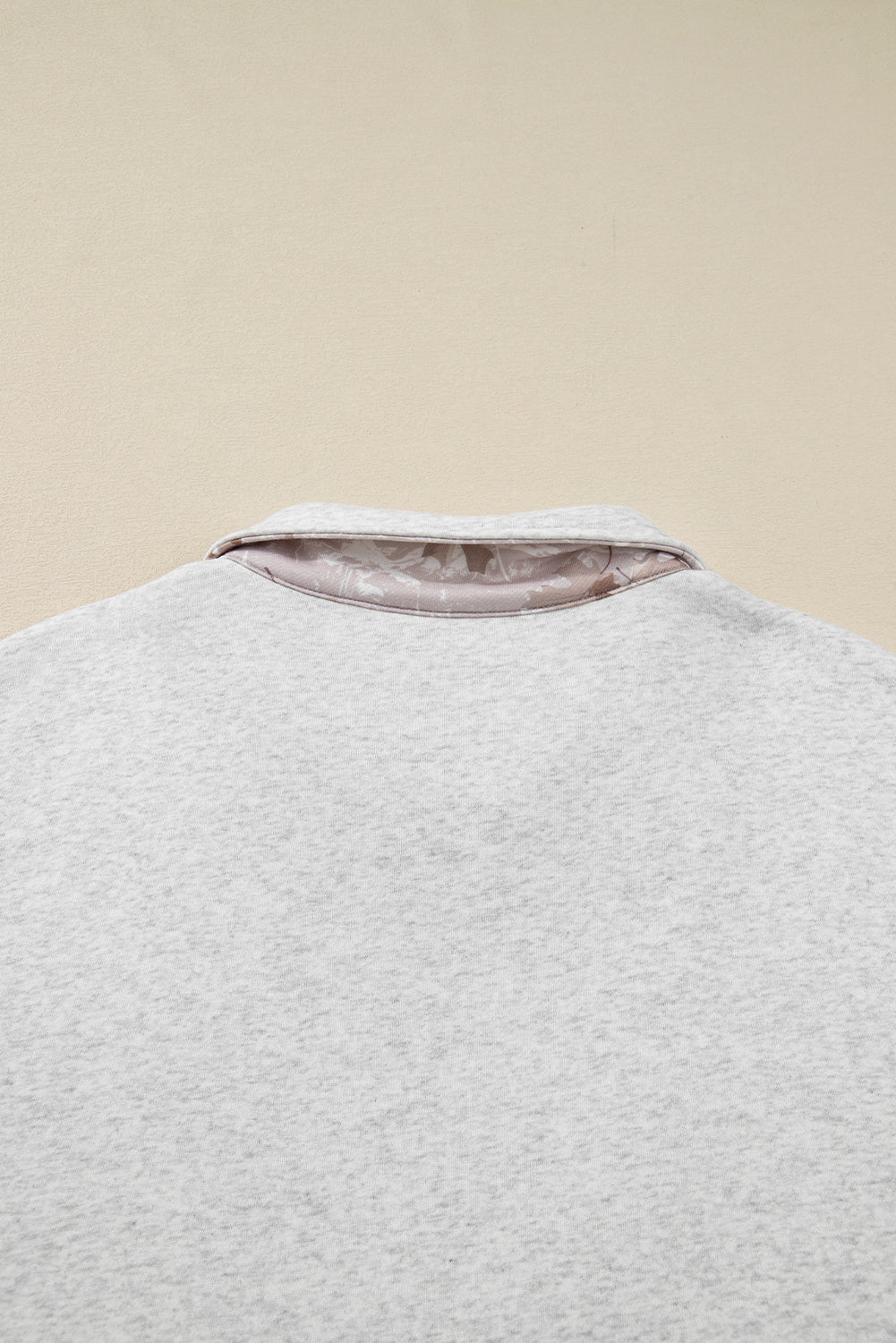 Gray Camo Leaves Patchwork Zipped Collar Pullover Plus Size Sweatshirt-Plus Size/Plus Size Sweatshirts & Hoodies-[Adult]-[Female]-2022 Online Blue Zone Planet