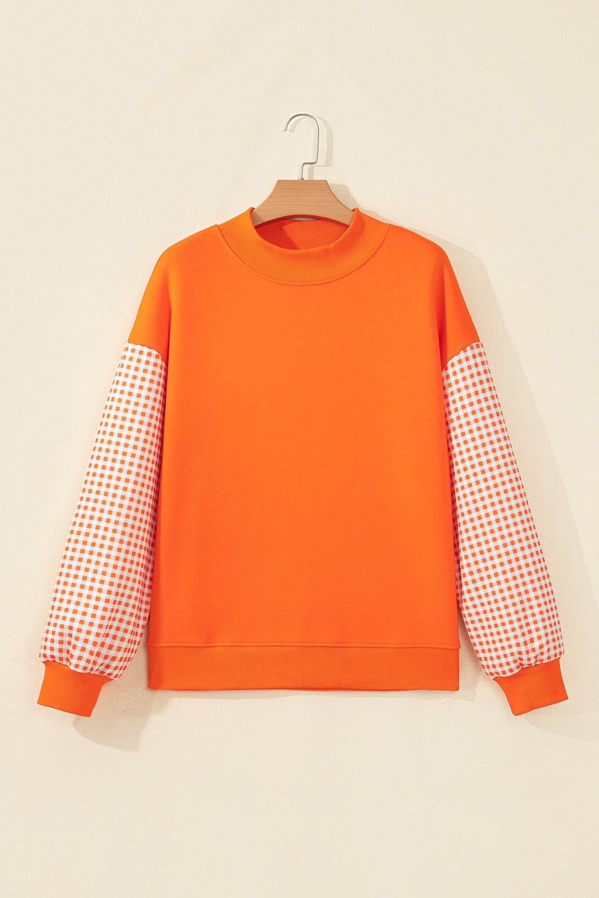 Evergreen Plaid Sleeve Colorblock Loose Tunic Sweatshirt-Tops/Sweatshirts & Hoodies-[Adult]-[Female]-2022 Online Blue Zone Planet