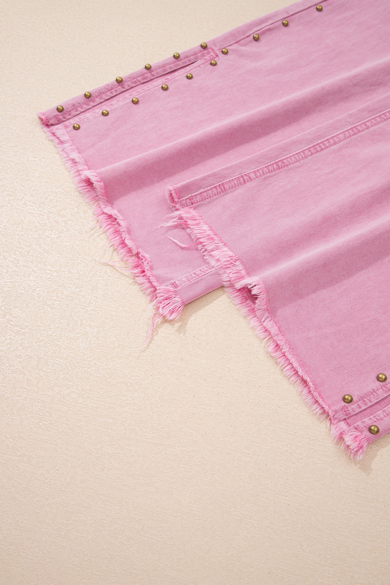 Pink Beaded Side Detail Split Loose Jeans-Bottoms/Jeans-[Adult]-[Female]-2022 Online Blue Zone Planet