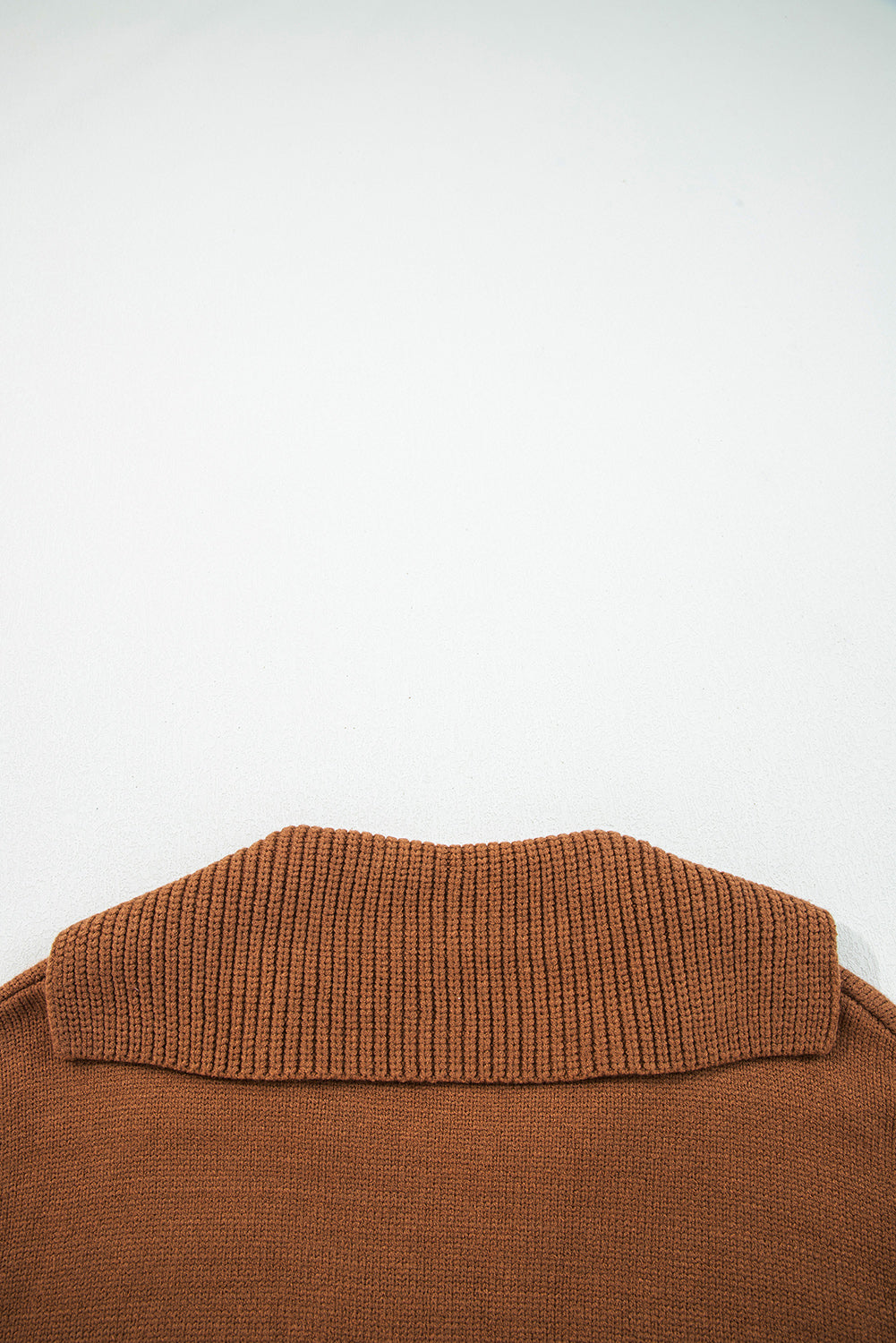 Chestnut Collared V Neck Ribbed Edge Sexy Elegant Sweater-TOPS / DRESSES-[Adult]-[Female]-2022 Online Blue Zone Planet