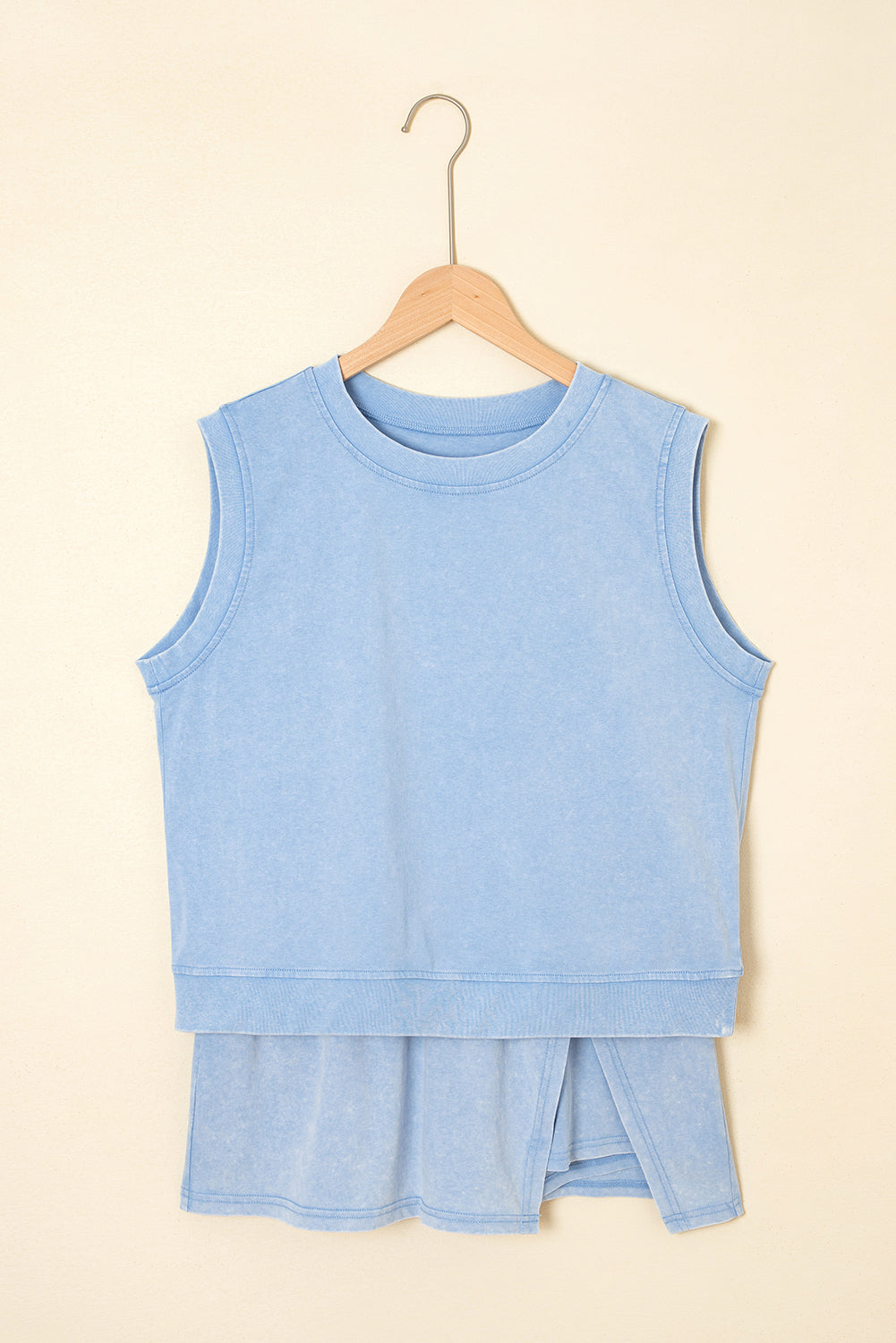Myosotis 2 Pieces Mineral Wash Cotton Tank Top Lined Split Skirt Set-Two Piece Sets/Two Piece Dresses-[Adult]-[Female]-2022 Online Blue Zone Planet