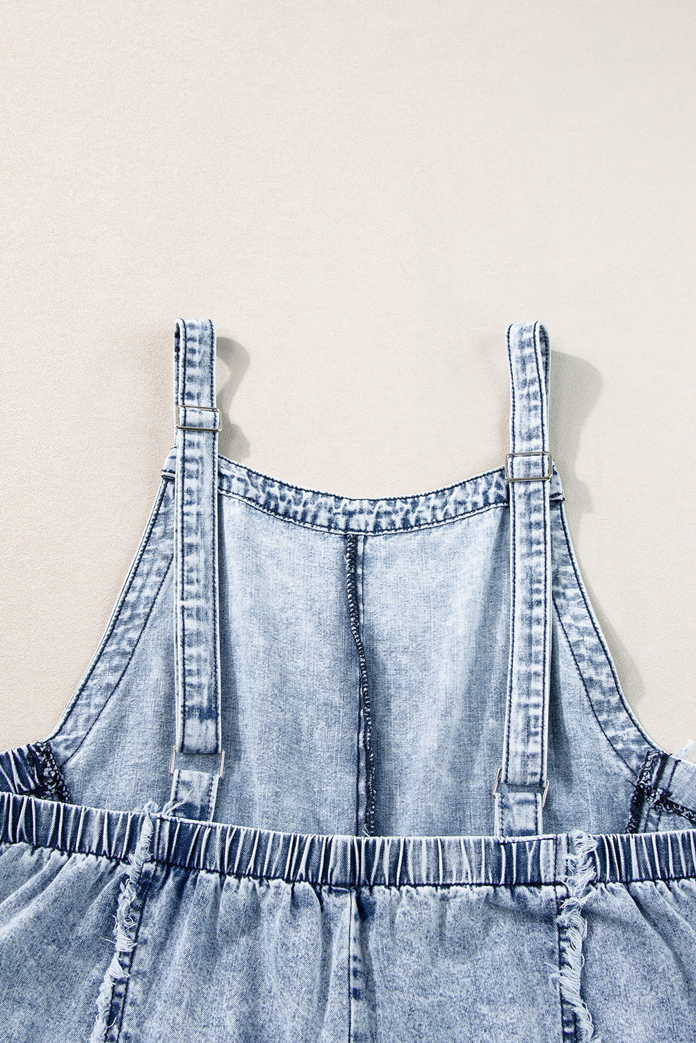 Beau Blue Light Wash Frayed Exposed Seam Wide Leg Denim Overall Blue Zone Planet