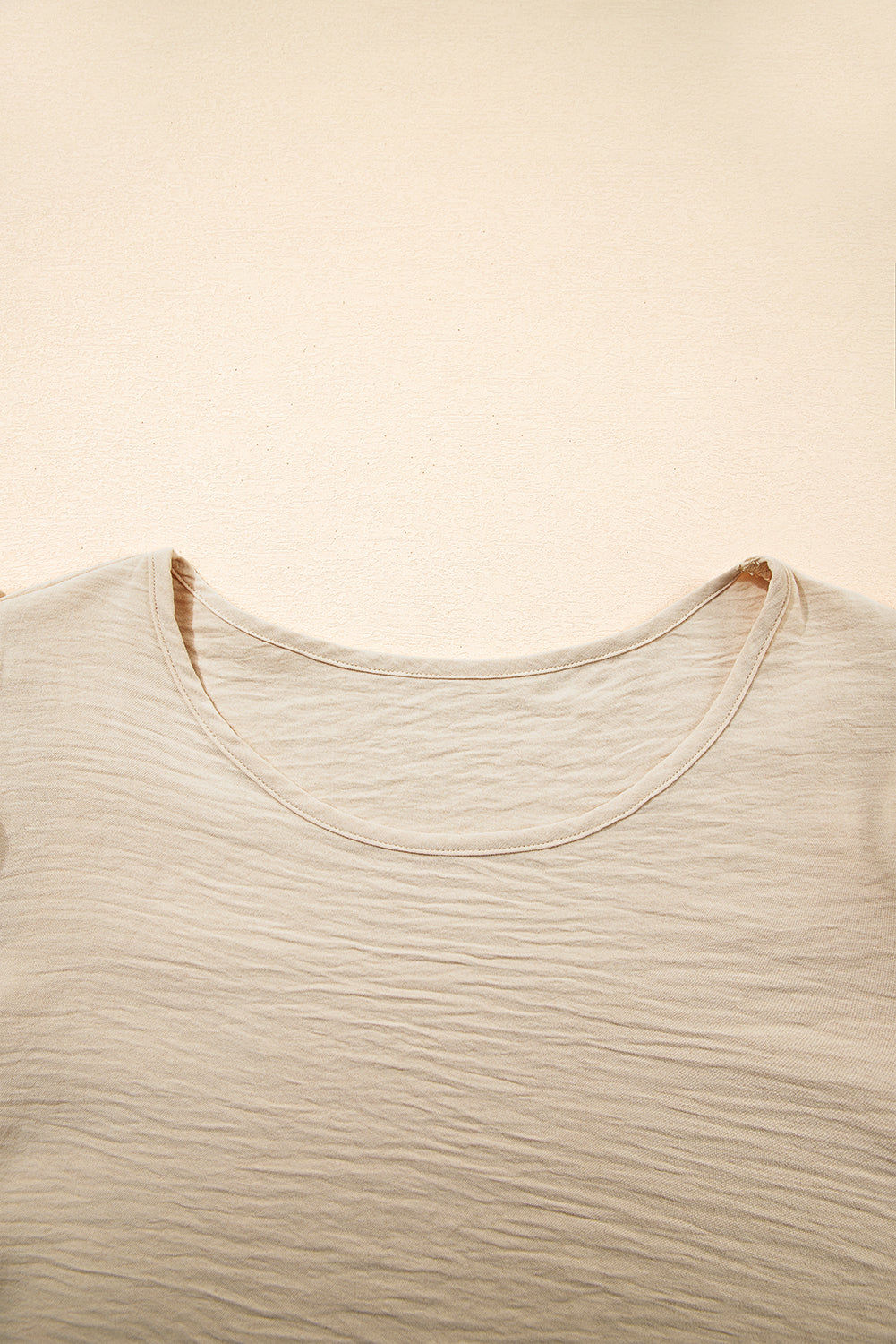 Beige Solid Color Ruffled Short Sleeve Casual Blouse-Tops/Blouses & Shirts-[Adult]-[Female]-2022 Online Blue Zone Planet