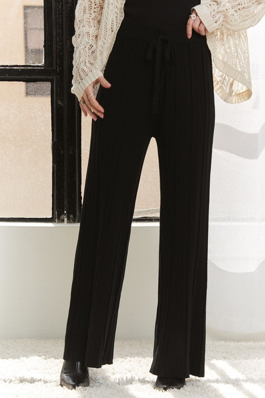 ADORA Tied Wide Leg Knit Pants-BOTTOM SIZES SMALL MEDIUM LARGE-[Adult]-[Female]-2022 Online Blue Zone Planet