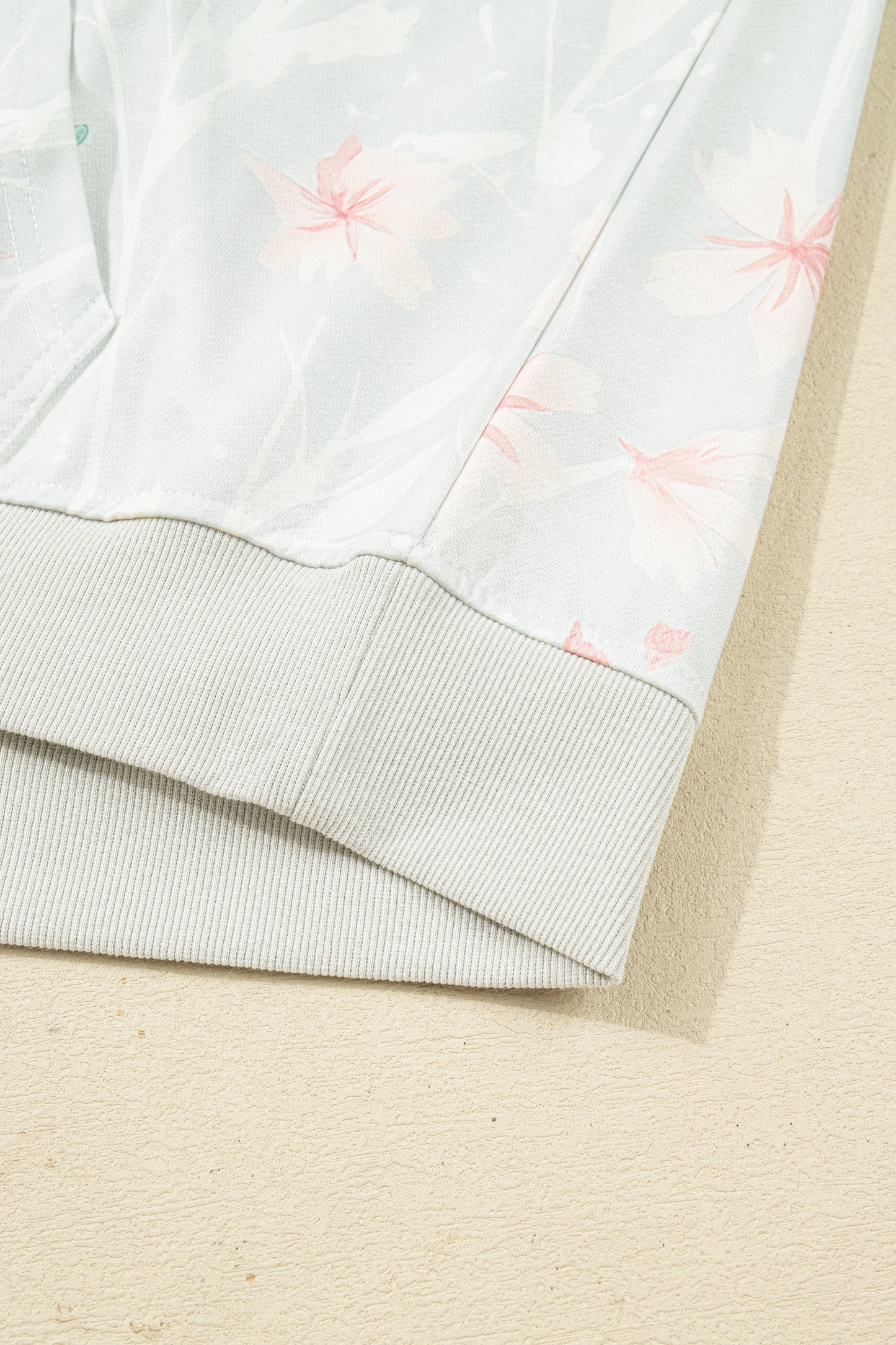 Gray Floral Print Plus Size Loose Hoodie-Tops / Dresses-[Adult]-[Female]-2022 Online Blue Zone Planet