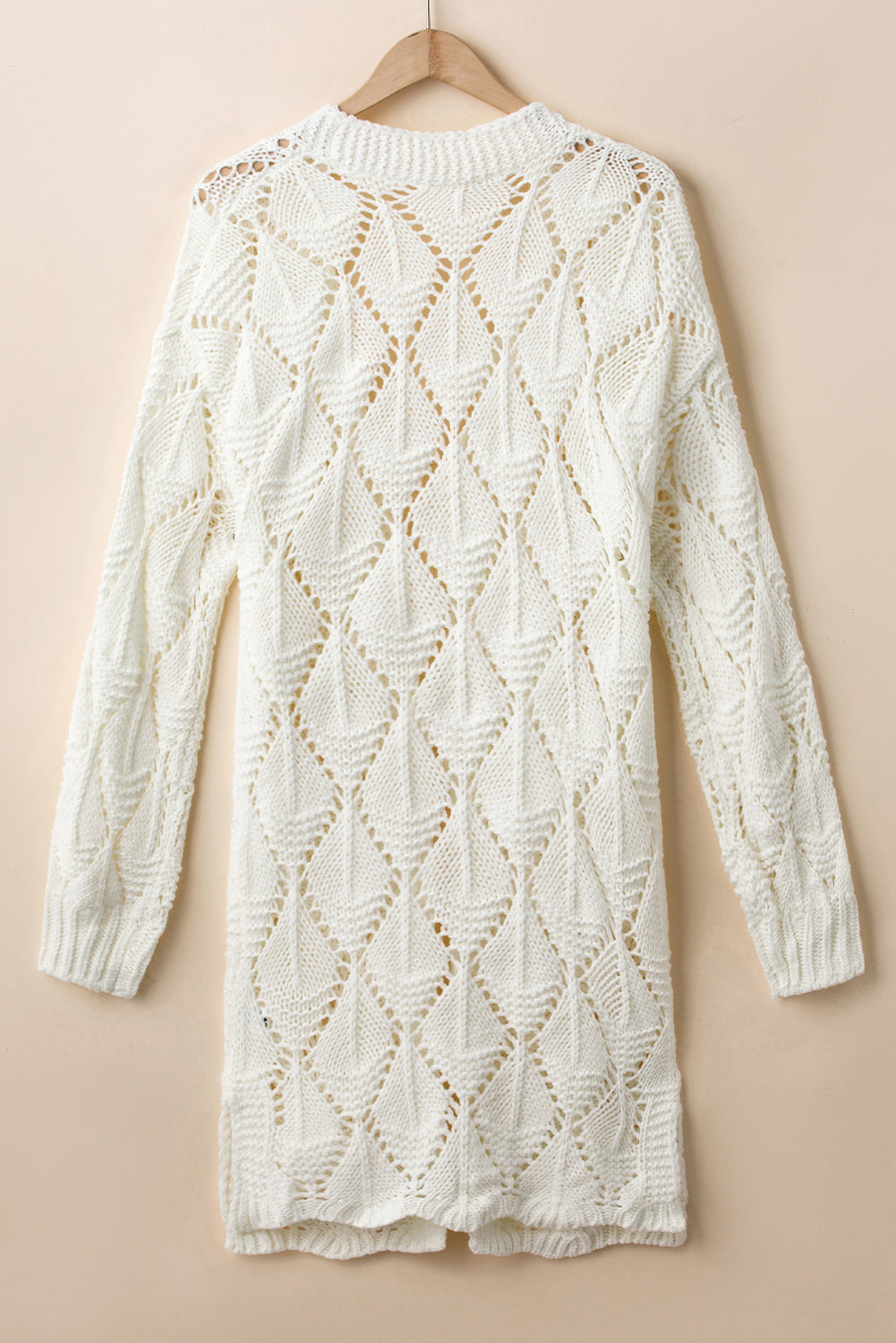 Openwork Open Front Long Sleeve Cardigan-TOPS / DRESSES-[Adult]-[Female]-2022 Online Blue Zone Planet