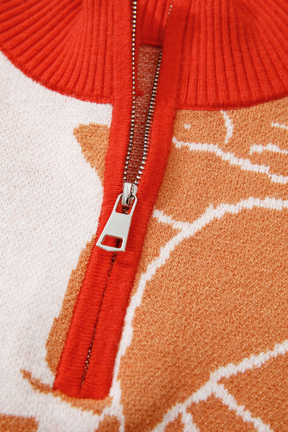 Khaki Floral Half Zip Collared Pullover Sweater-TOPS / DRESSES-[Adult]-[Female]-2022 Online Blue Zone Planet