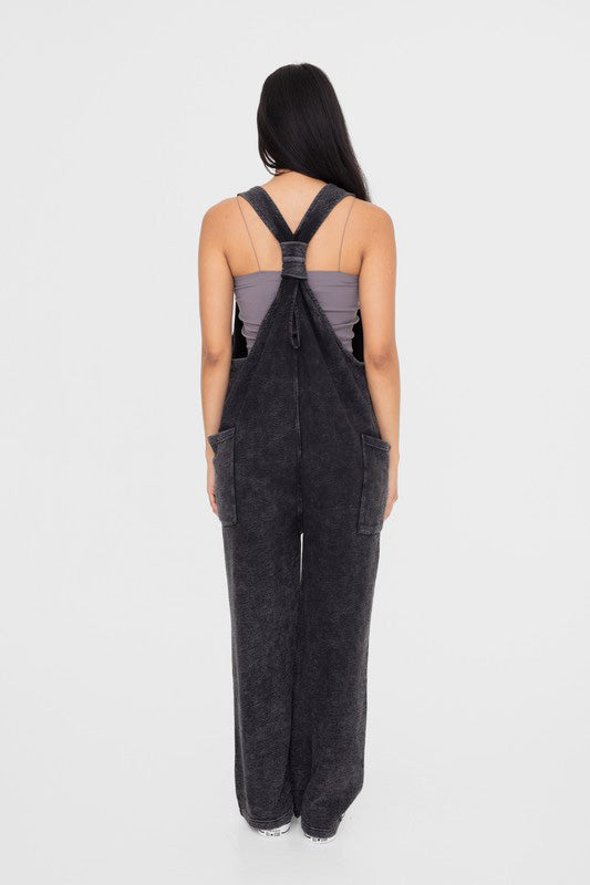 Blue Zone Planet | Mono B Mineral-Washed V Neck Overalls with Pockets-TOPS / DRESSES-[Adult]-[Female]-2022 Online Blue Zone Planet