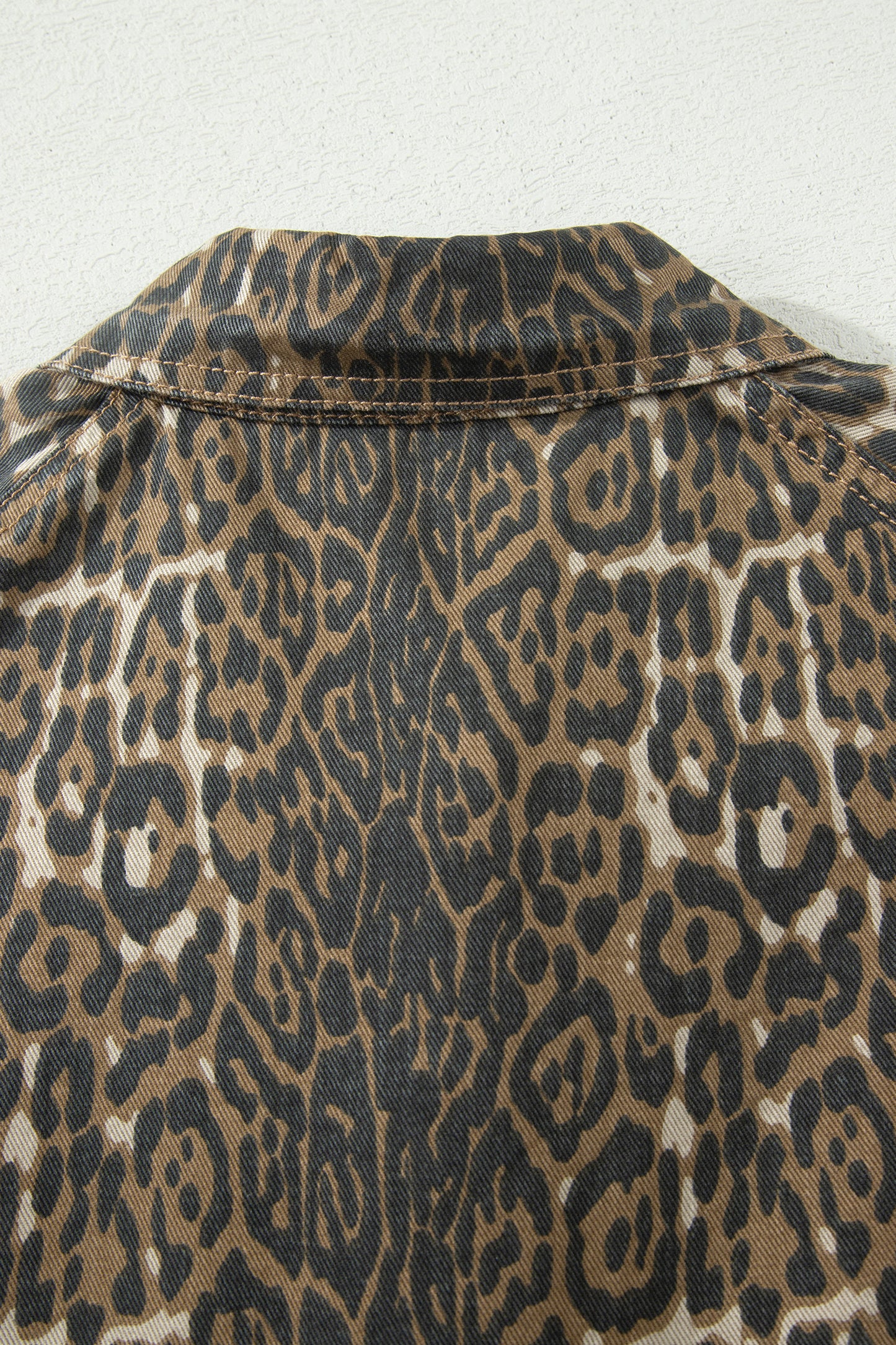 Gray Leopard Print Short Sleeve Pleated Denim Mini Dress-TOPS / DRESSES-[Adult]-[Female]-2022 Online Blue Zone Planet