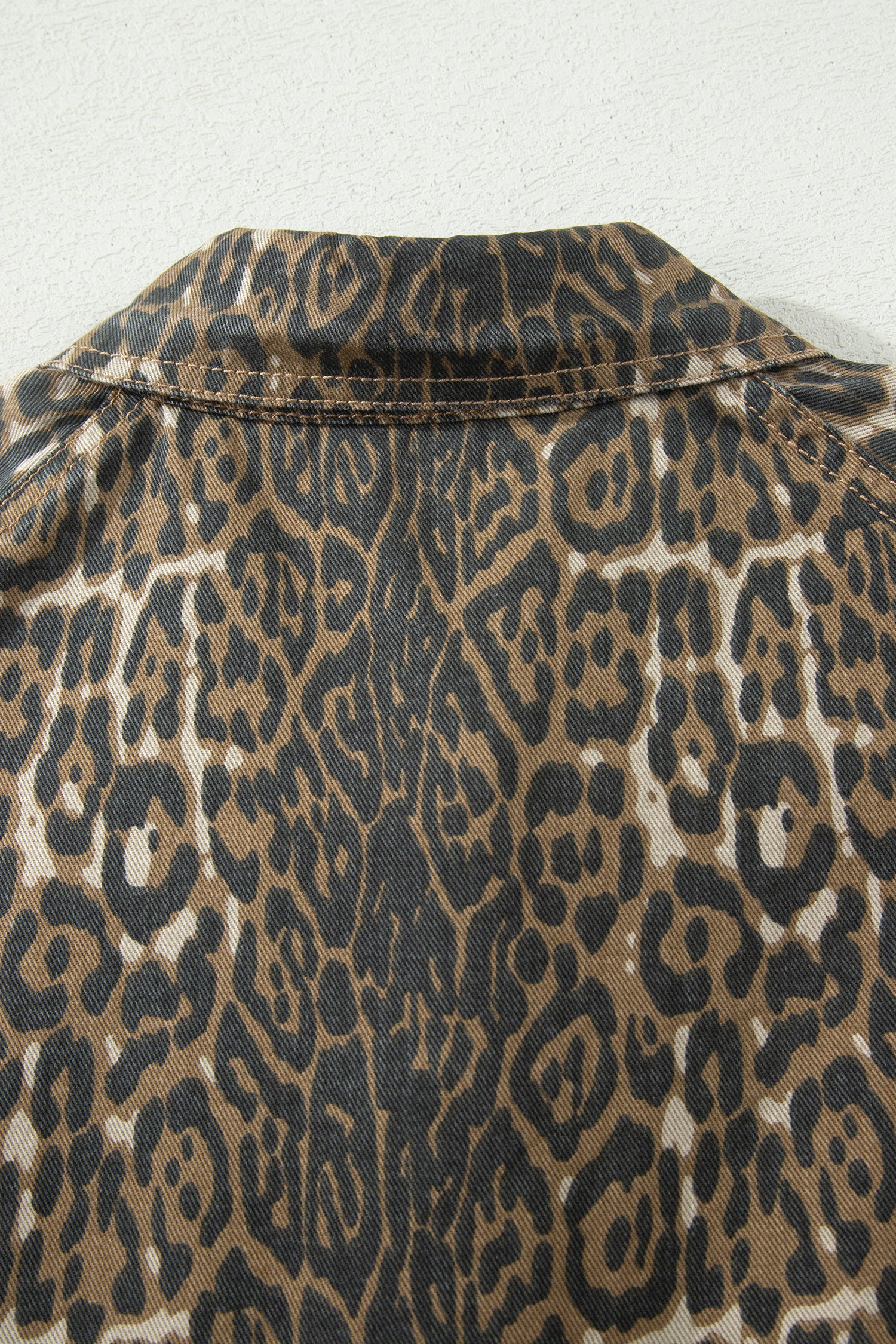 Gray Leopard Print Short Sleeve Pleated Denim Mini Dress-TOPS / DRESSES-[Adult]-[Female]-2022 Online Blue Zone Planet