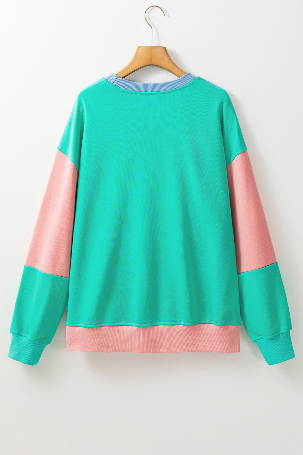 Blue Zone Planet | Color Block Round Neck Long Sleeve Sweatshirt-TOPS / DRESSES-[Adult]-[Female]-2022 Online Blue Zone Planet