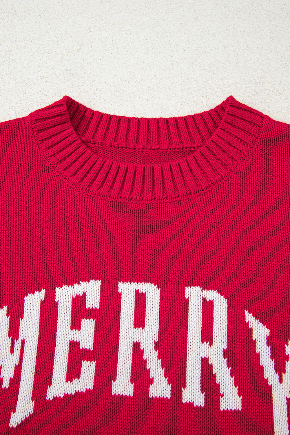 Fiery Red Merry Letter Pattern Christmas Holiday Baggy Sweater-TOPS / DRESSES-[Adult]-[Female]-2022 Online Blue Zone Planet