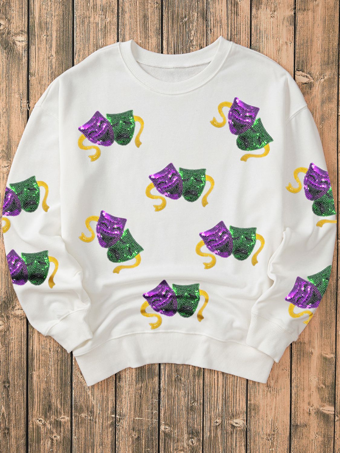 Sequin Round Neck Long Sleeve Sweatshirt-TOPS / DRESSES-[Adult]-[Female]-2022 Online Blue Zone Planet