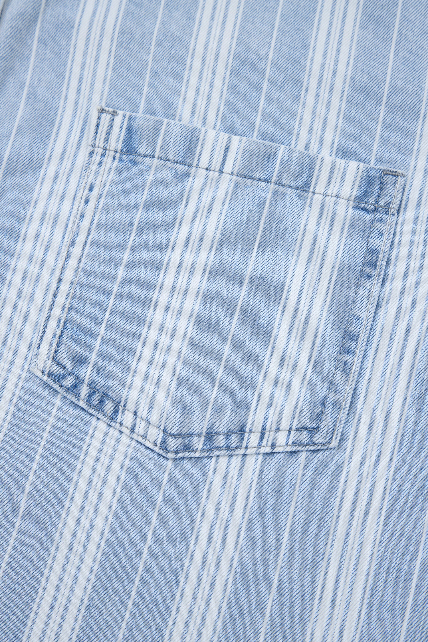 Sky Blue Stripe Boyfriend Chest Pocket Classic Denim Shacket-Outerwear/Denim jackets-[Adult]-[Female]-2022 Online Blue Zone Planet