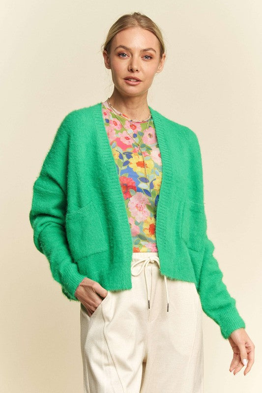 Davi & Dani Open Front Drop Shoulder Cardigan-TOPS / DRESSES-[Adult]-[Female]-Green-S-2022 Online Blue Zone Planet