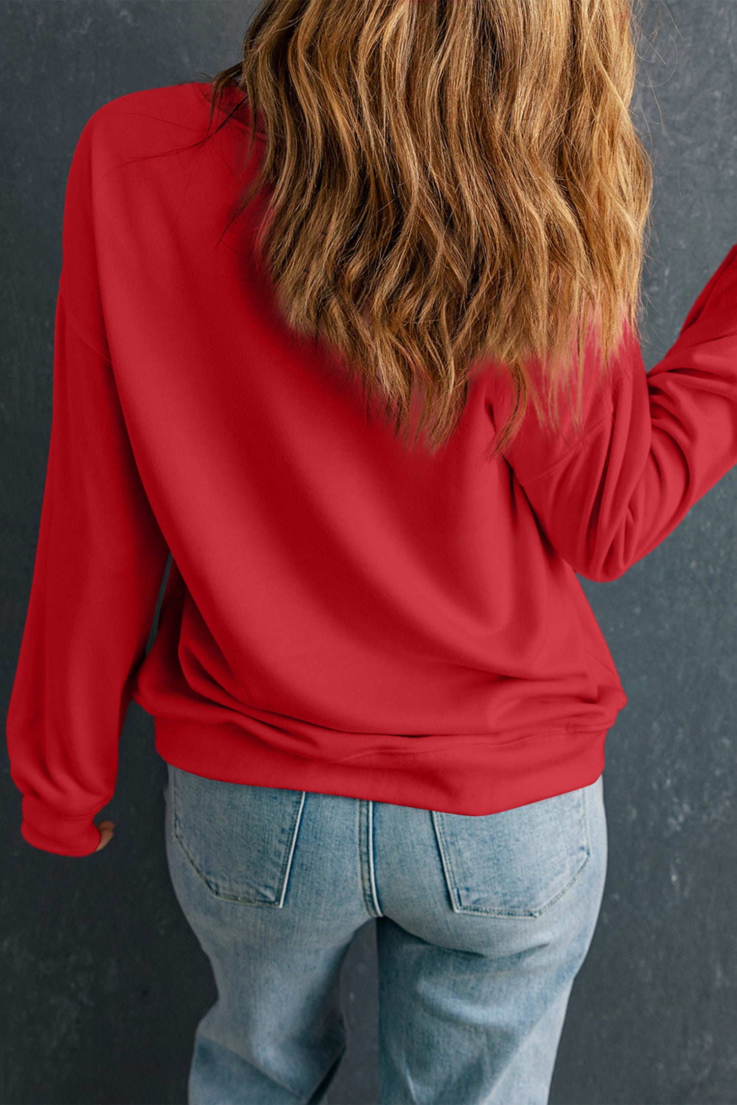 Red HEART Embroidered Patched Graphic Valentine Sweatshirt-Graphic Sweatshirts-[Adult]-[Female]-2022 Online Blue Zone Planet