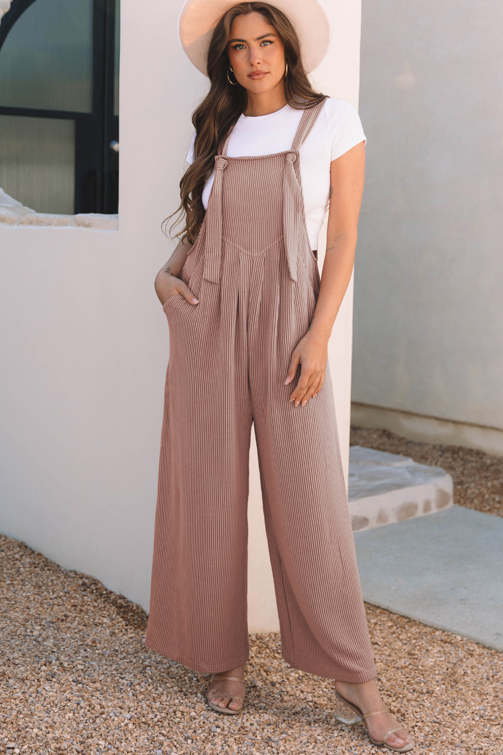 Philippine Gray Corded Adjustable Straps Wide Leg Loose Overall-Bottoms/Jumpsuits & Rompers-[Adult]-[Female]-2022 Online Blue Zone Planet