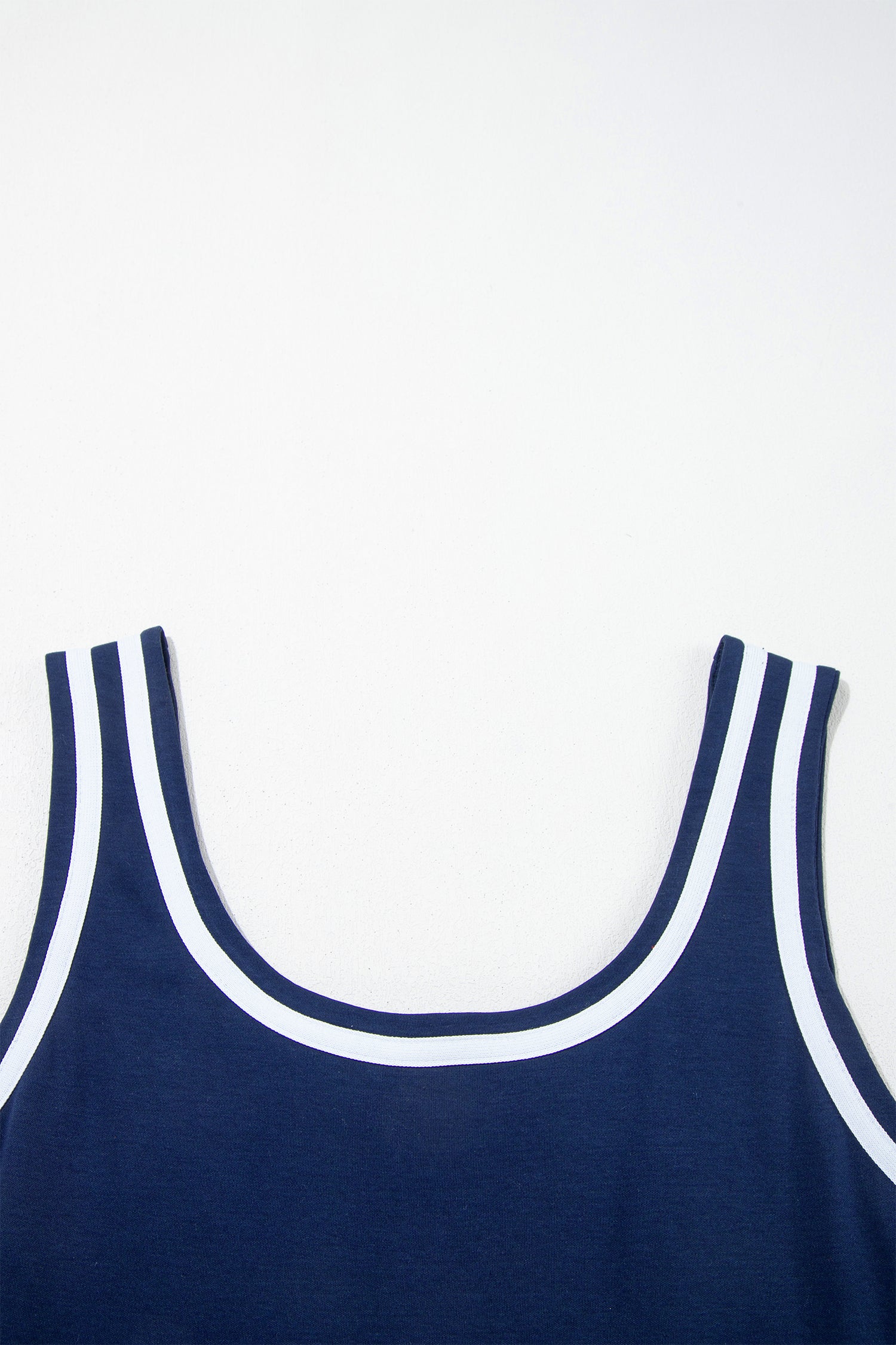 Dirty blue Contrast Trim U Neck Sleeveless Mini Dress-TOPS / DRESSES-[Adult]-[Female]-2022 Online Blue Zone Planet