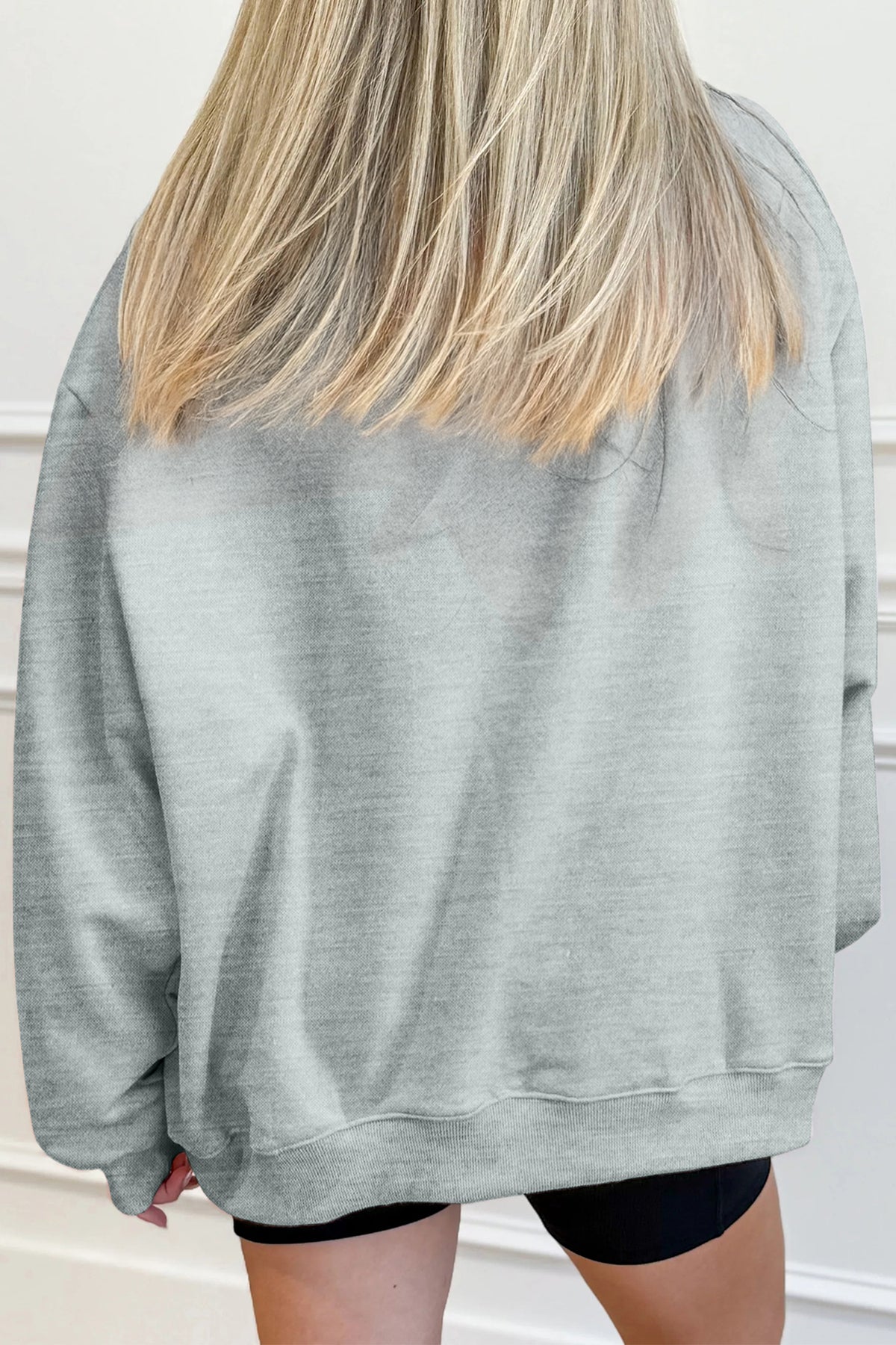 Gray hello fall Embroidered Pumpkin Detail Mock Neck Sweatshirt-Graphic/Graphic Sweatshirts-[Adult]-[Female]-2022 Online Blue Zone Planet