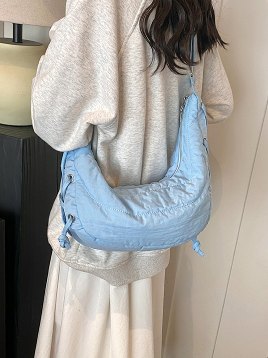 Lace-Up Polyester Crossbody Bag-HANDBAGS-[Adult]-[Female]-2022 Online Blue Zone Planet