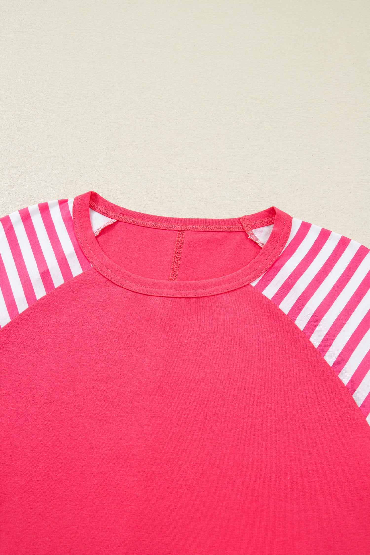 Strawberry Pink Heart Shape Striped Patchwork Long Sleeve Loose Top-Tops/Long Sleeve Tops-[Adult]-[Female]-2022 Online Blue Zone Planet