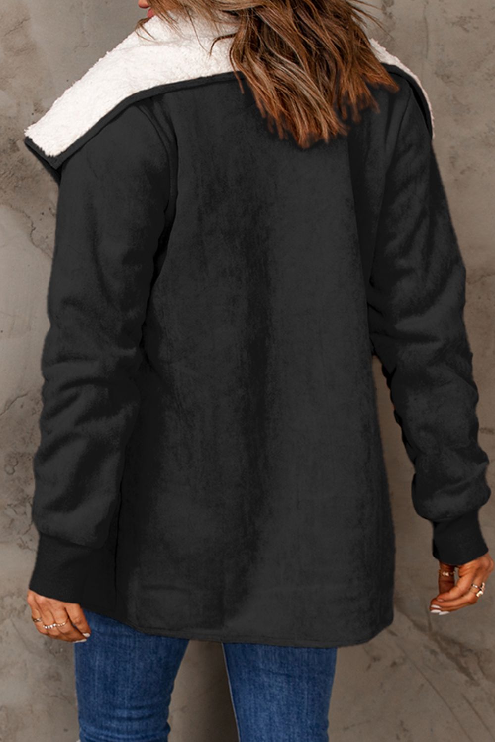 Open Front Long Sleeve Sherpa Jacket-TOPS / DRESSES-[Adult]-[Female]-2022 Online Blue Zone Planet