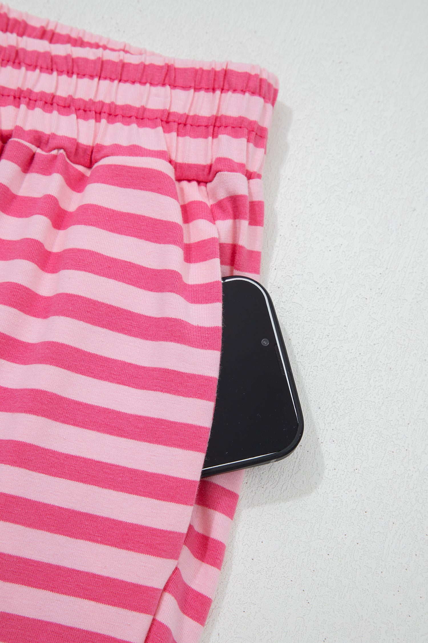 Rose Stripe Drop Shoulder Round Neck Top and Buttoned Straight Pants Two Piece Set-Two Piece Sets/Pant Sets-[Adult]-[Female]-2022 Online Blue Zone Planet