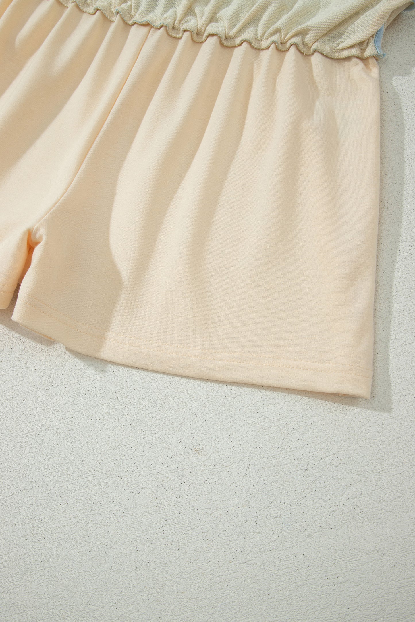 Apricot Colorblock Edge Drop Shoulder T Shirt and Skort 2Pcs Set-Two Piece Sets/Two Piece Dresses-[Adult]-[Female]-2022 Online Blue Zone Planet