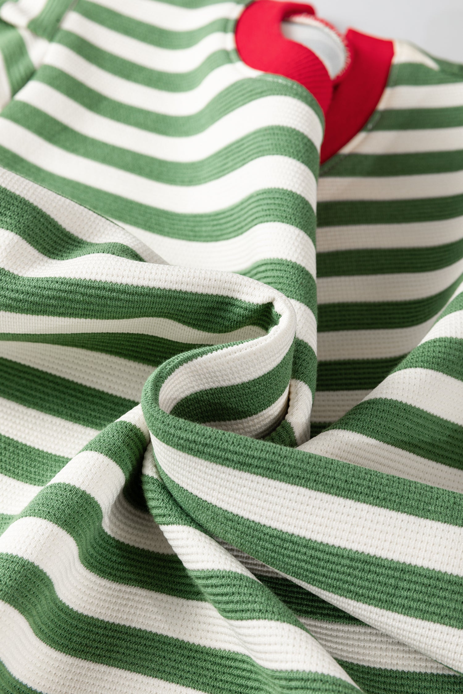 Green Stripe Short Puff Sleeve Contrast Trim Round Neck Tee-Tops/Tops & Tees-[Adult]-[Female]-2022 Online Blue Zone Planet