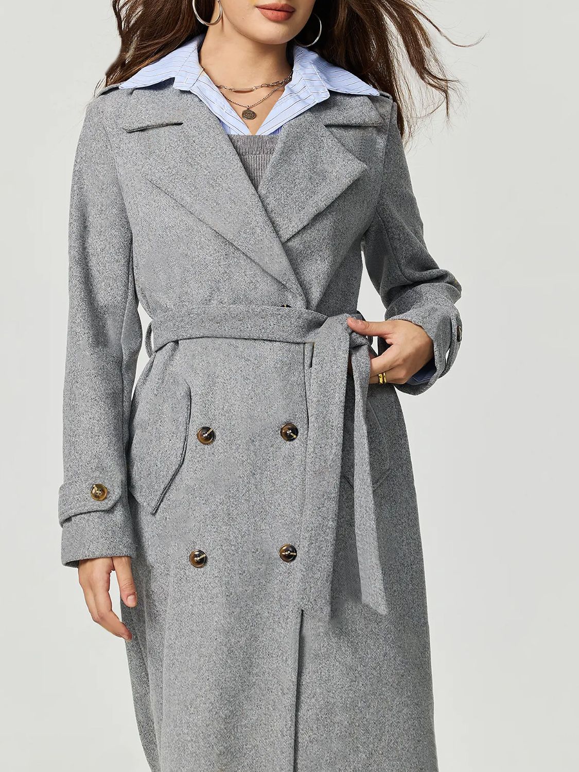 Blue Zone Planet | Collared Neck Long Sleeve Longline Coat-TOPS / DRESSES-[Adult]-[Female]-2022 Online Blue Zone Planet