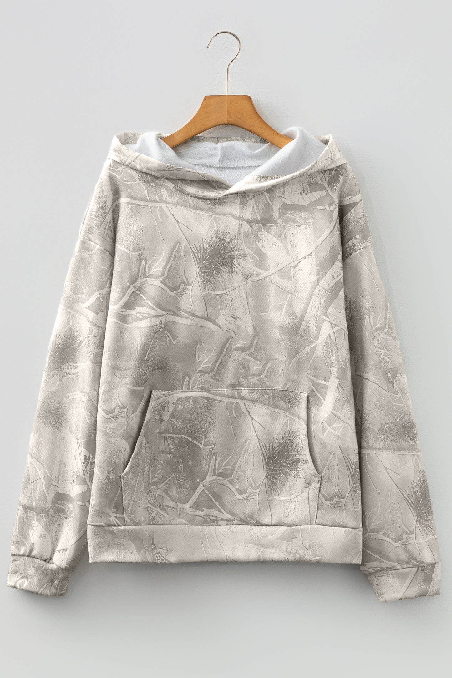 Beige Camouflage Woodland Print Oversized Sporty Hoodie-Tops / Dresses-[Adult]-[Female]-2022 Online Blue Zone Planet