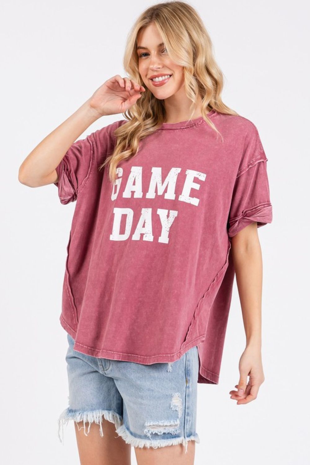 Mittoshop GAME DAY Round Neck Short Sleeve T-Shirt-TOPS / DRESSES-[Adult]-[Female]-2022 Online Blue Zone Planet