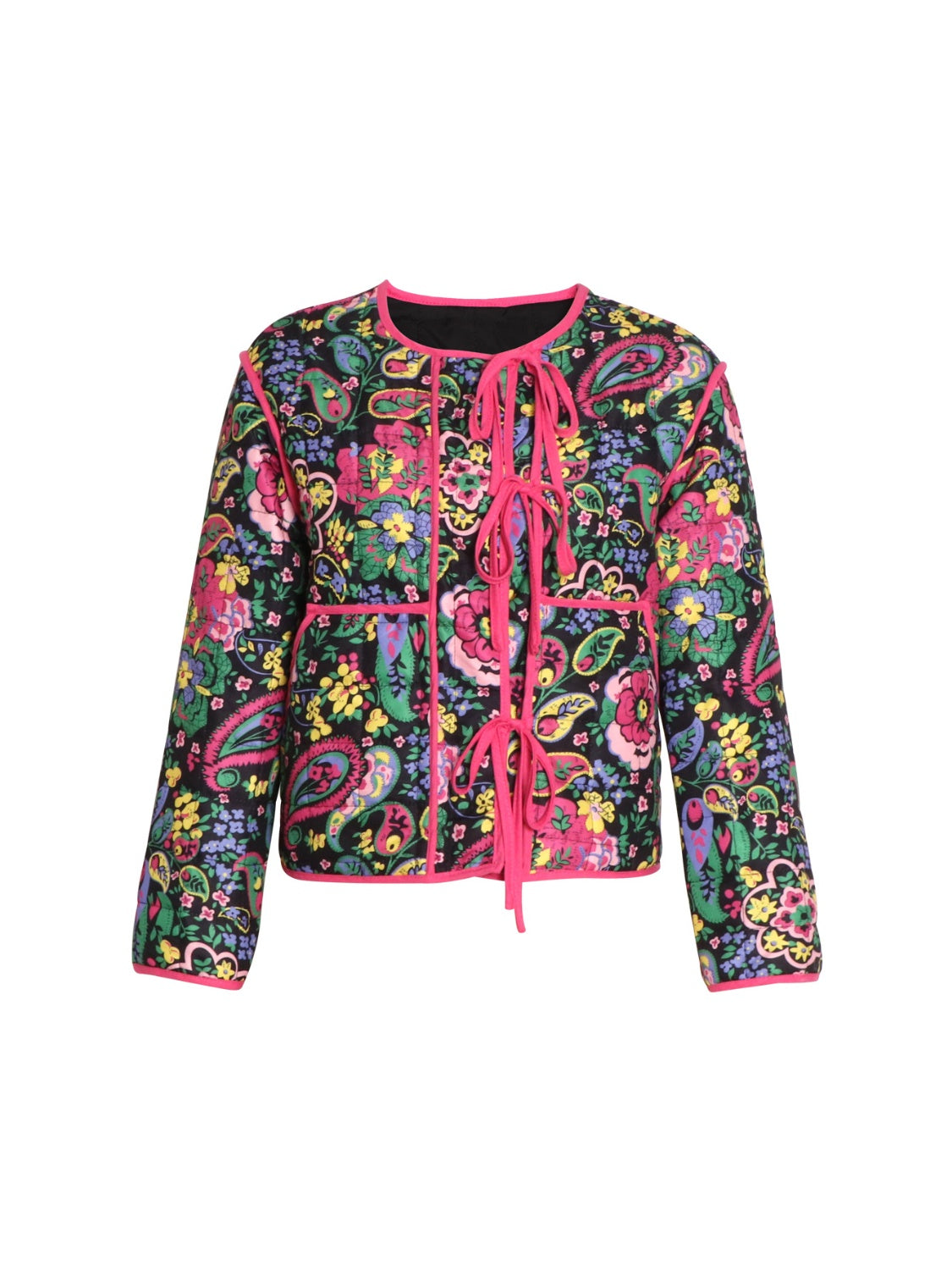 Tina's Tied Floral Long Sleeve Thin Quilted Jacket-TOPS / DRESSES-[Adult]-[Female]-2022 Online Blue Zone Planet