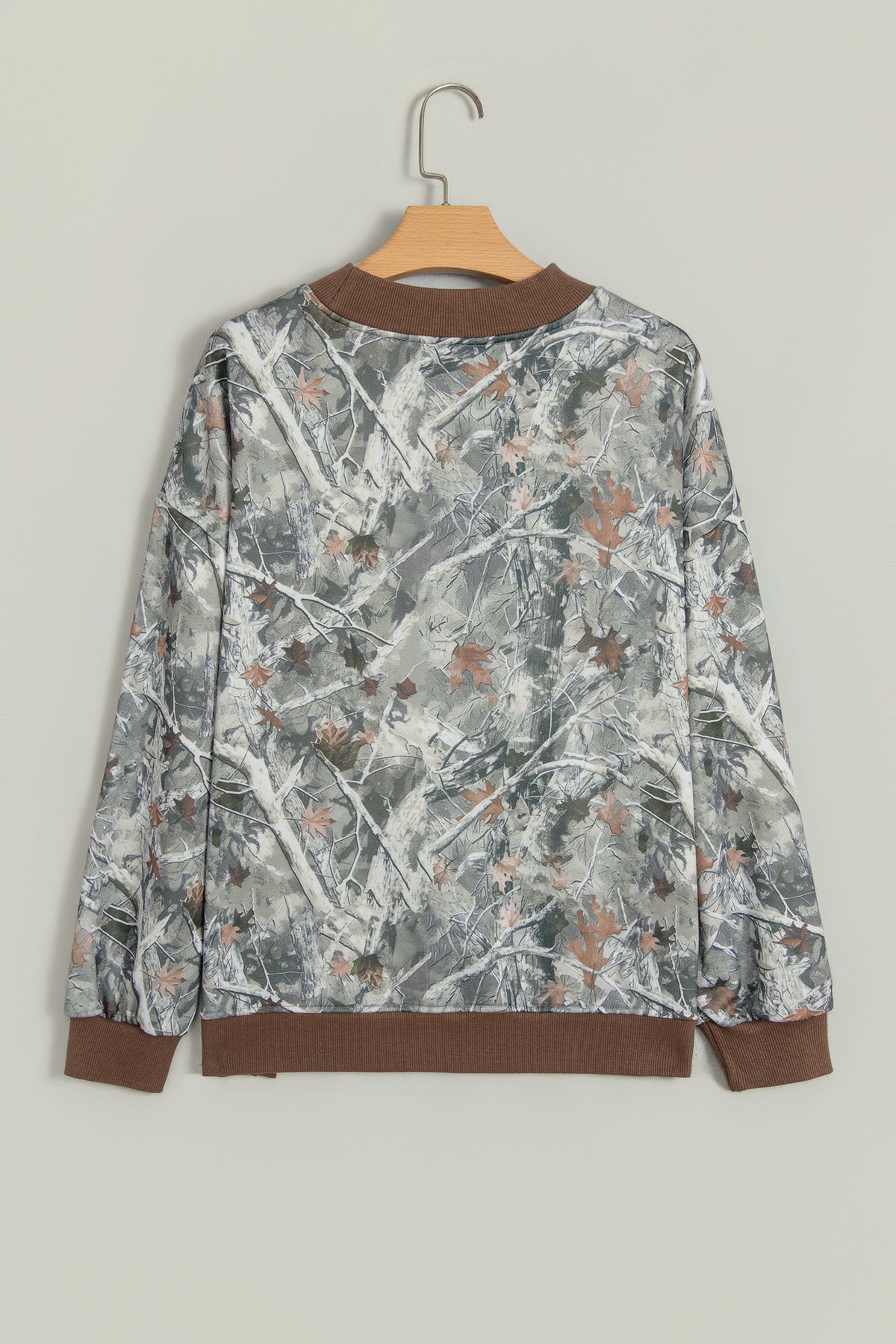 Beige Western Mallard Letter Print Baggy Pullover Sweatshirt-Tops/Sweatshirts & Hoodies-[Adult]-[Female]-2022 Online Blue Zone Planet