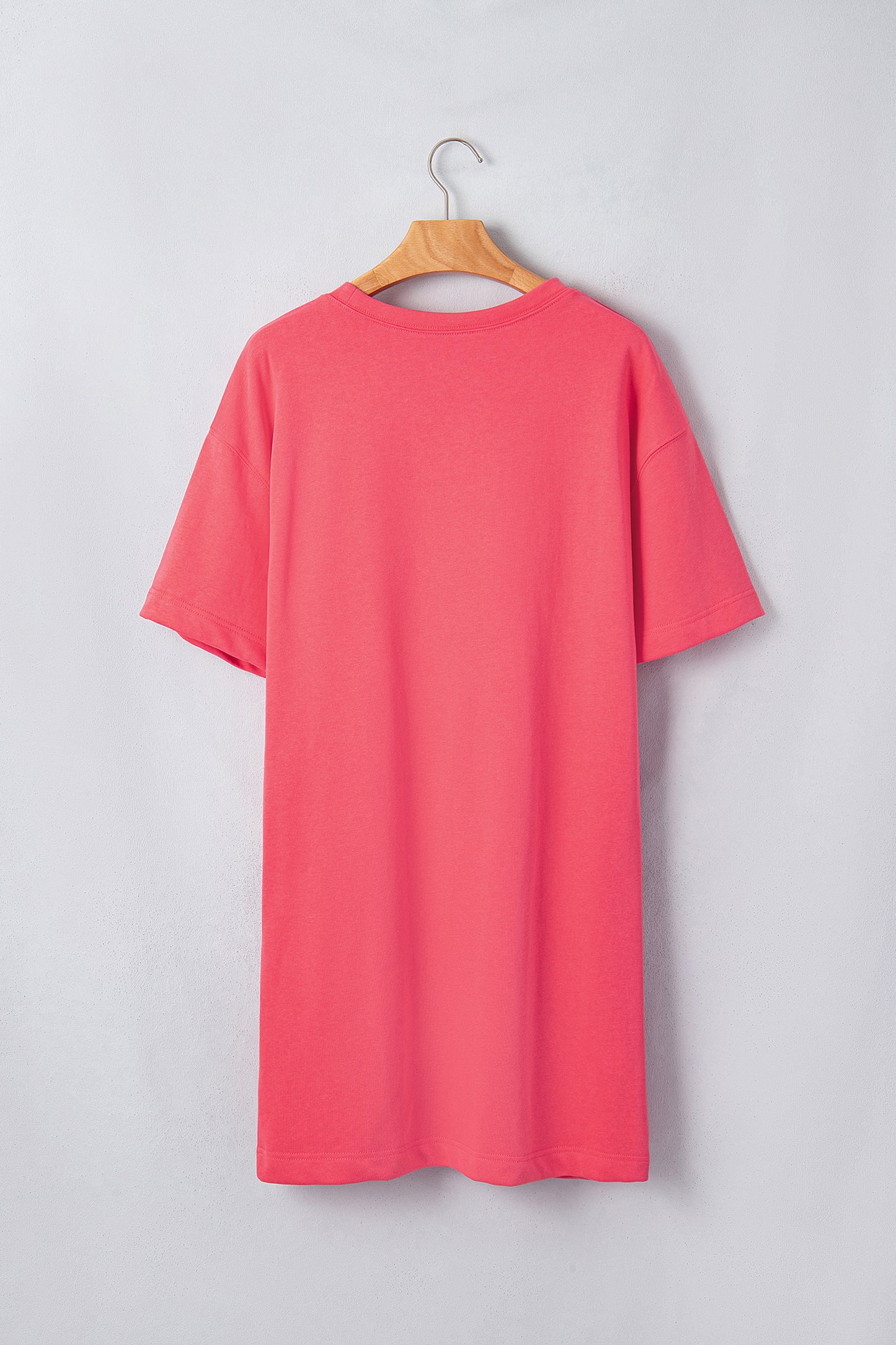 Coral Paradise Drop Shoulder Loose Casual T Shirt Mini Dress-TOPS / DRESSES-[Adult]-[Female]-2022 Online Blue Zone Planet