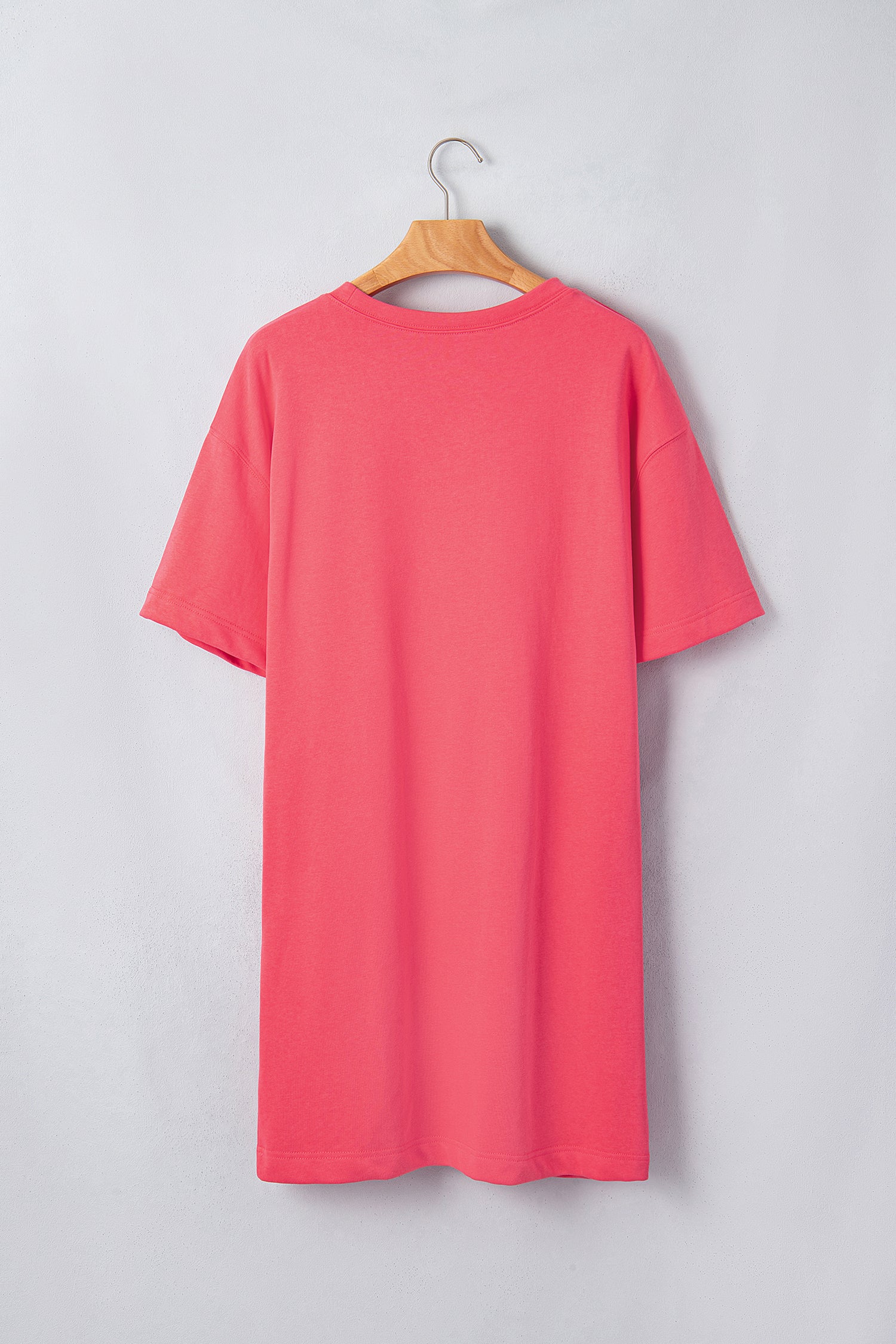 Coral Paradise Drop Shoulder Loose Casual T Shirt Mini Dress-TOPS / DRESSES-[Adult]-[Female]-2022 Online Blue Zone Planet