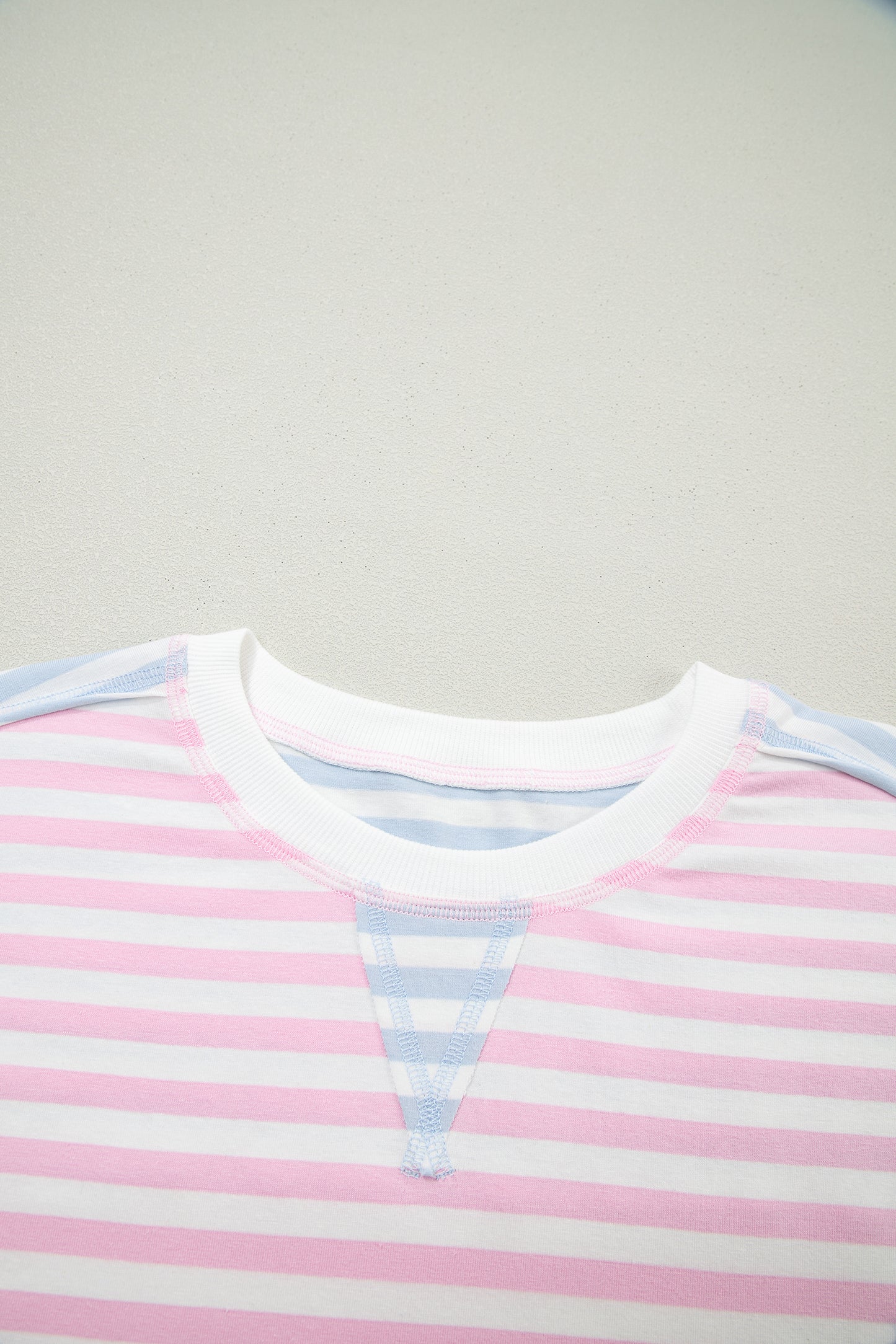 Casual Stripe Oversize Dolman Sleeve Patchwork T Shirt-Tops/Tops & Tees-[Adult]-[Female]-2022 Online Blue Zone Planet