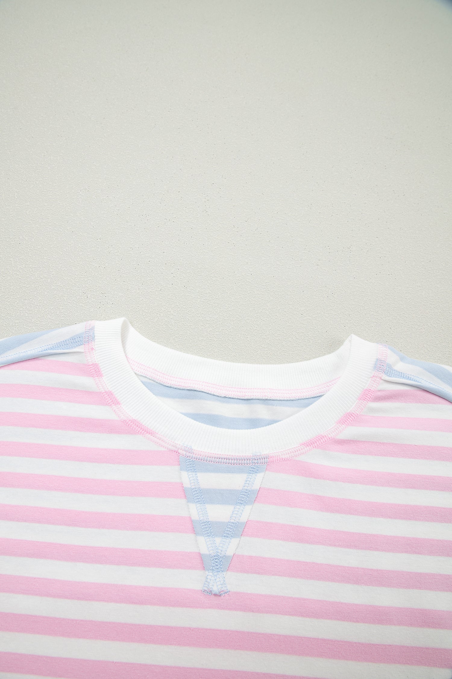 Casual Stripe Oversize Dolman Sleeve Patchwork T Shirt-Tops/Tops & Tees-[Adult]-[Female]-2022 Online Blue Zone Planet