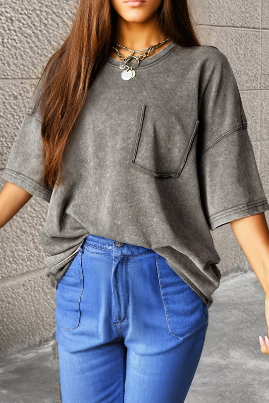 Philippine Gray Mineral Wash Half Sleeve Boyfriend Vintage T Shirt-Tops/Tops & Tees-[Adult]-[Female]-Philippine Gray-S-2022 Online Blue Zone Planet